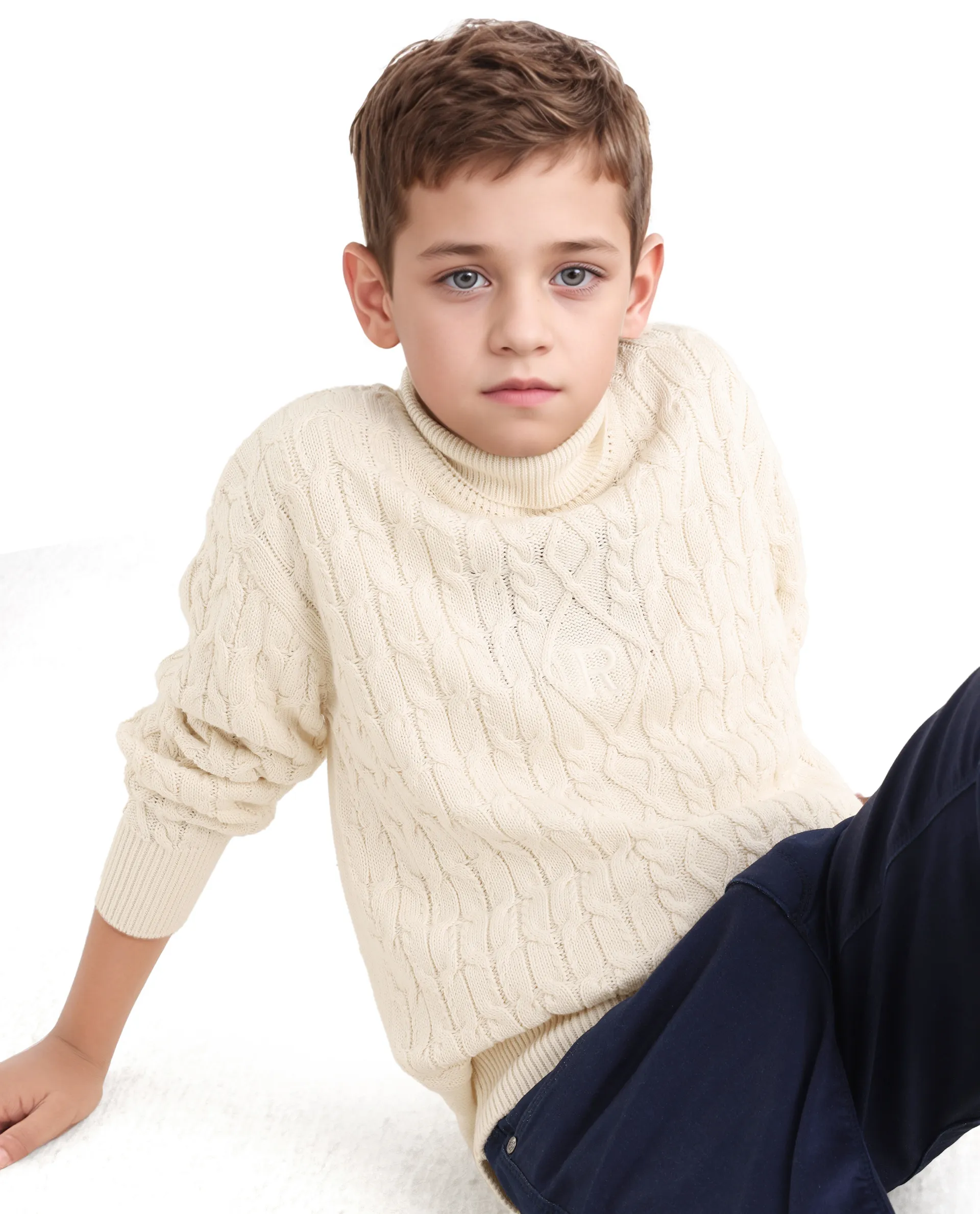 Rare Ones Kids Congo-25 Off White Cotton Monogram Pull On Closure Relaxed Fit Sweater - Image 4