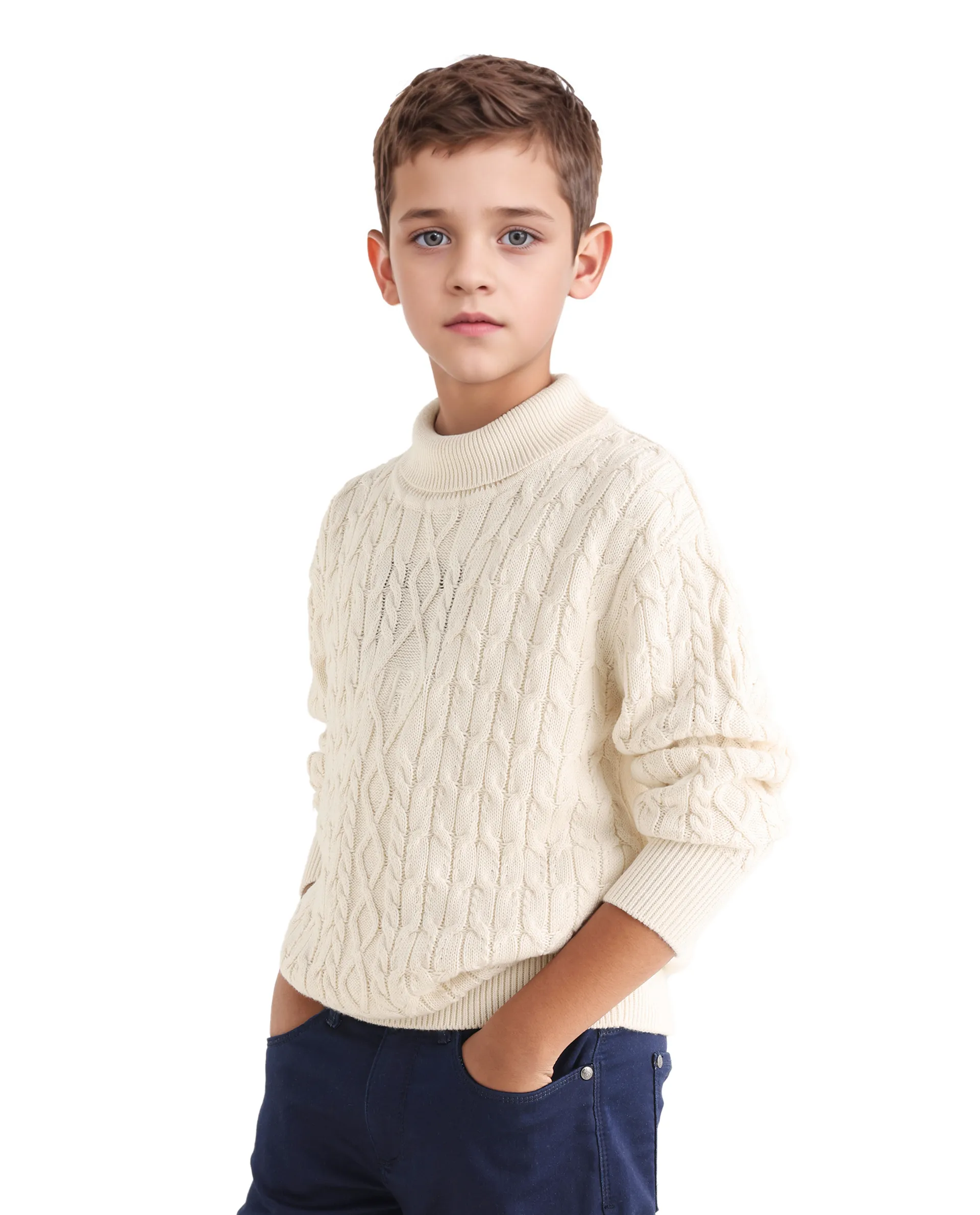 Rare Ones Kids Congo-25 Off White Cotton Monogram Pull On Closure Relaxed Fit Sweater - Image 6