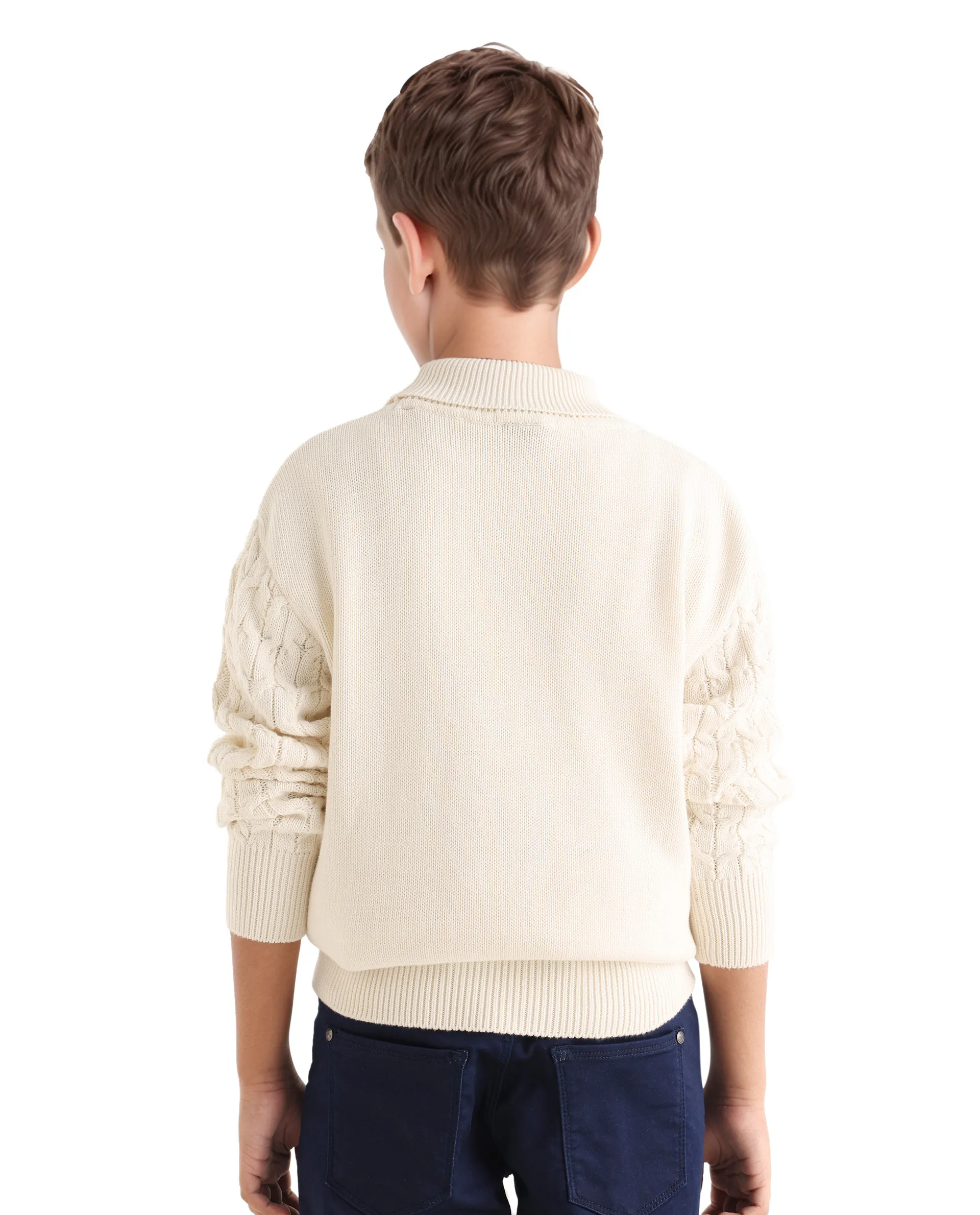 Rare Ones Kids Congo-25 Off White Cotton Monogram Pull On Closure Relaxed Fit Sweater - Image 8