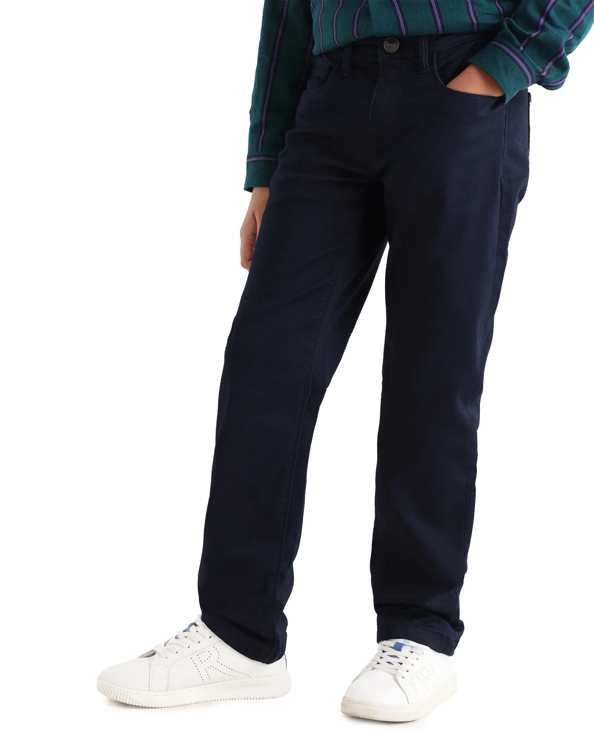 Rare Ones Kid's Corvo-K Dark Navy Cotton Blend Fabric Regular Plain Jeans - Image 4