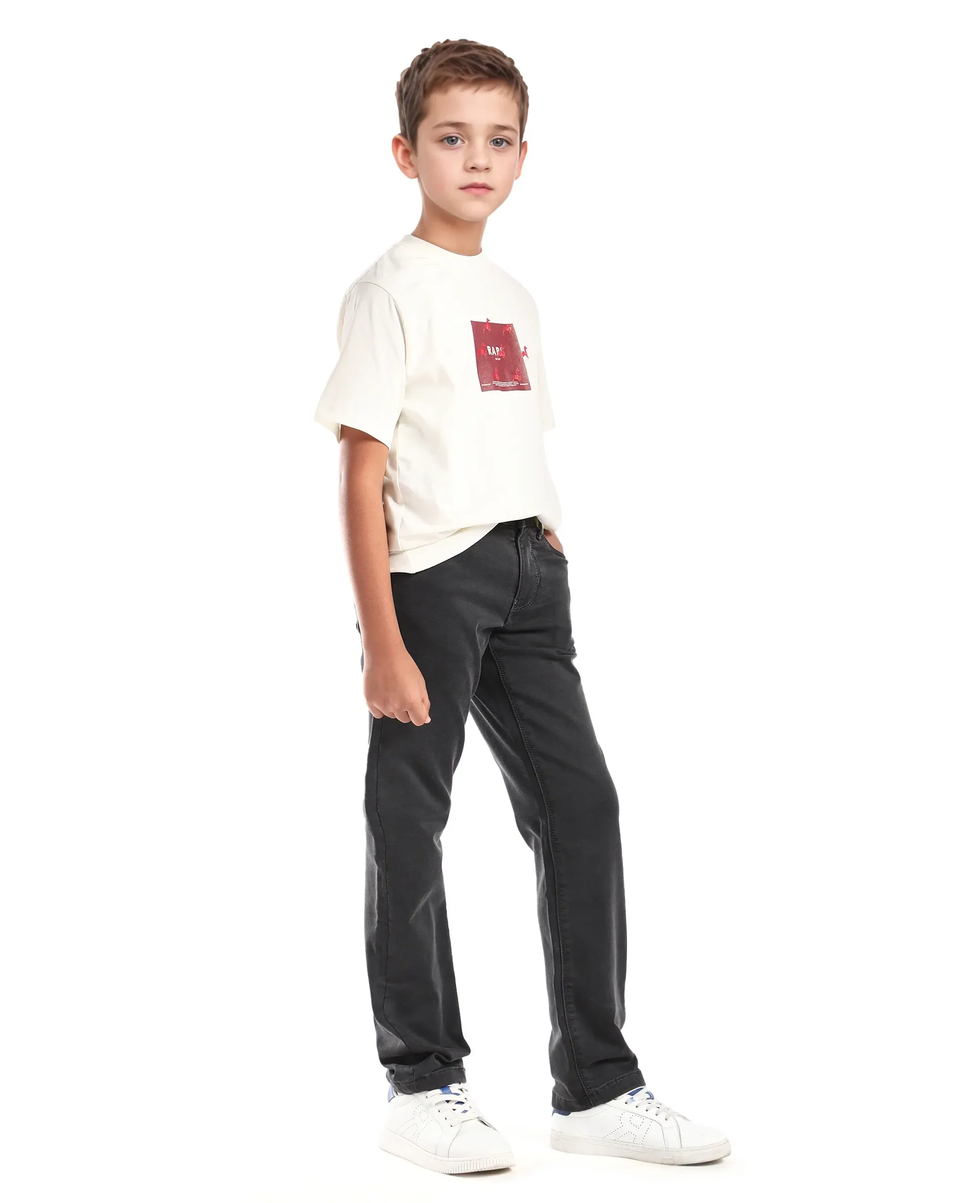 Rare Ones Kid's Corvo-K Grey Cotton Blend Fabric Regular Fit Plain Jeans - Image 6