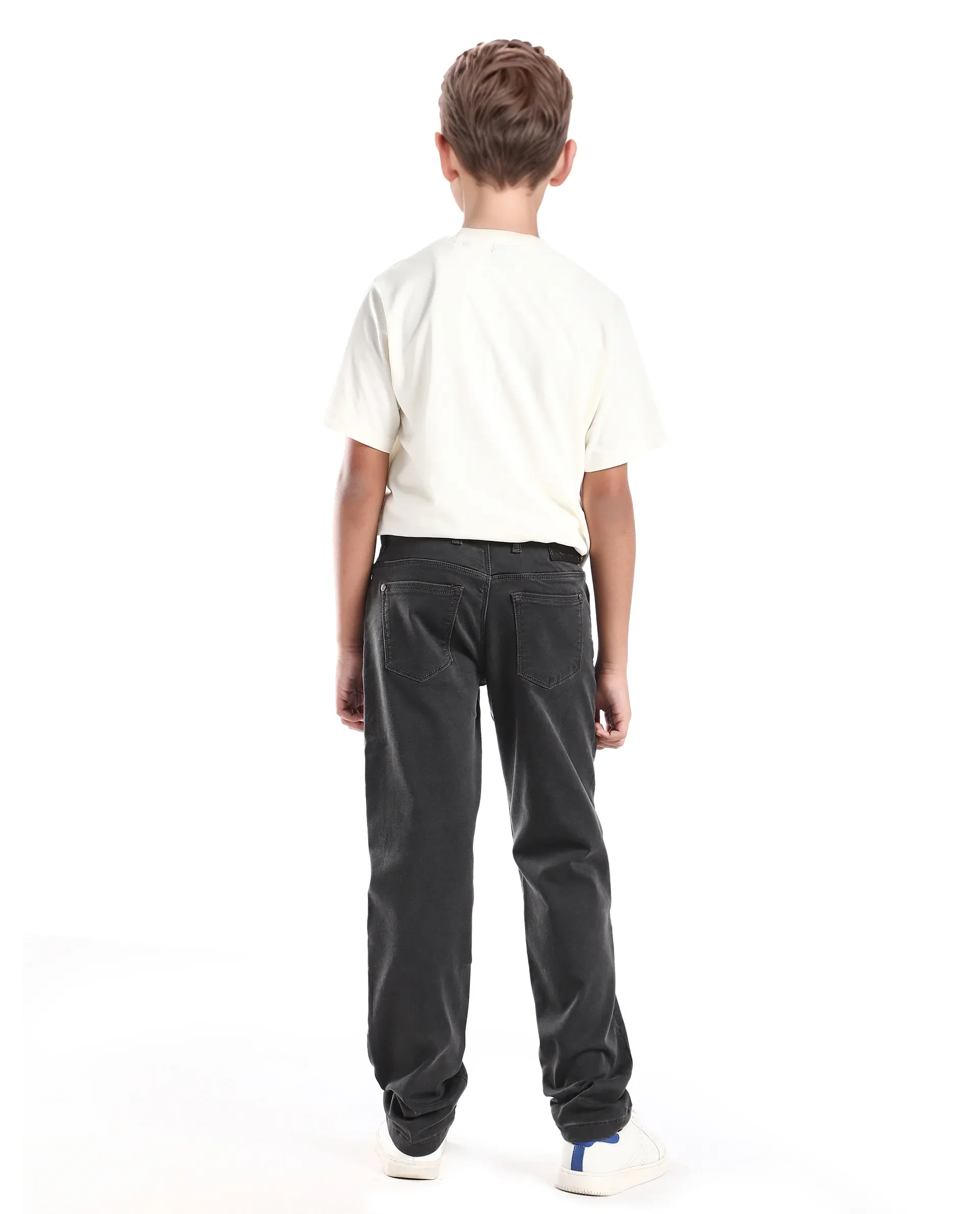 Rare Ones Kid's Corvo-K Grey Cotton Blend Fabric Regular Fit Plain Jeans - Image 7