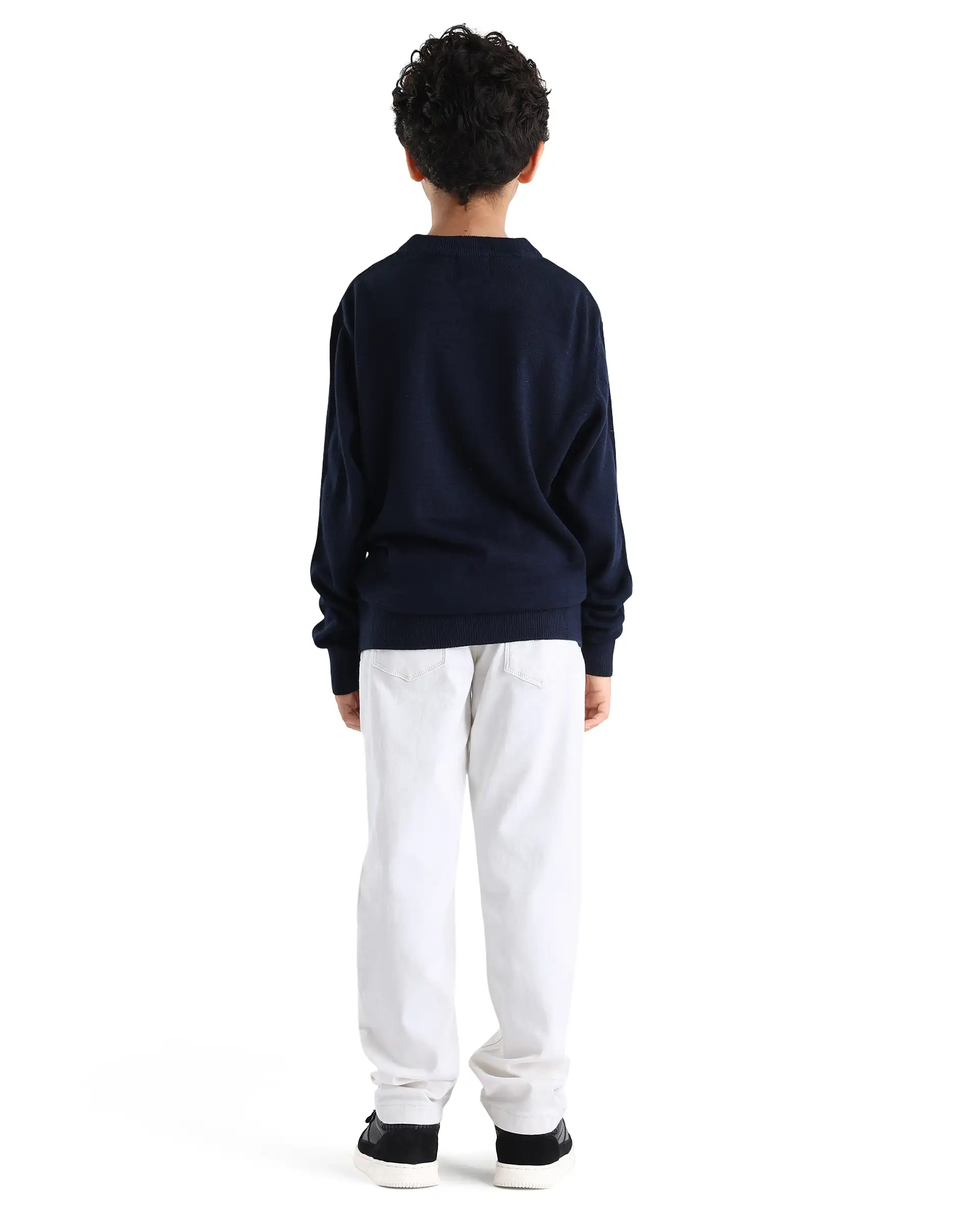 Rare Ones Kid's Corvo-K Off White Cotton Blend Fabric Regular Plain Denim Pant - Image 6