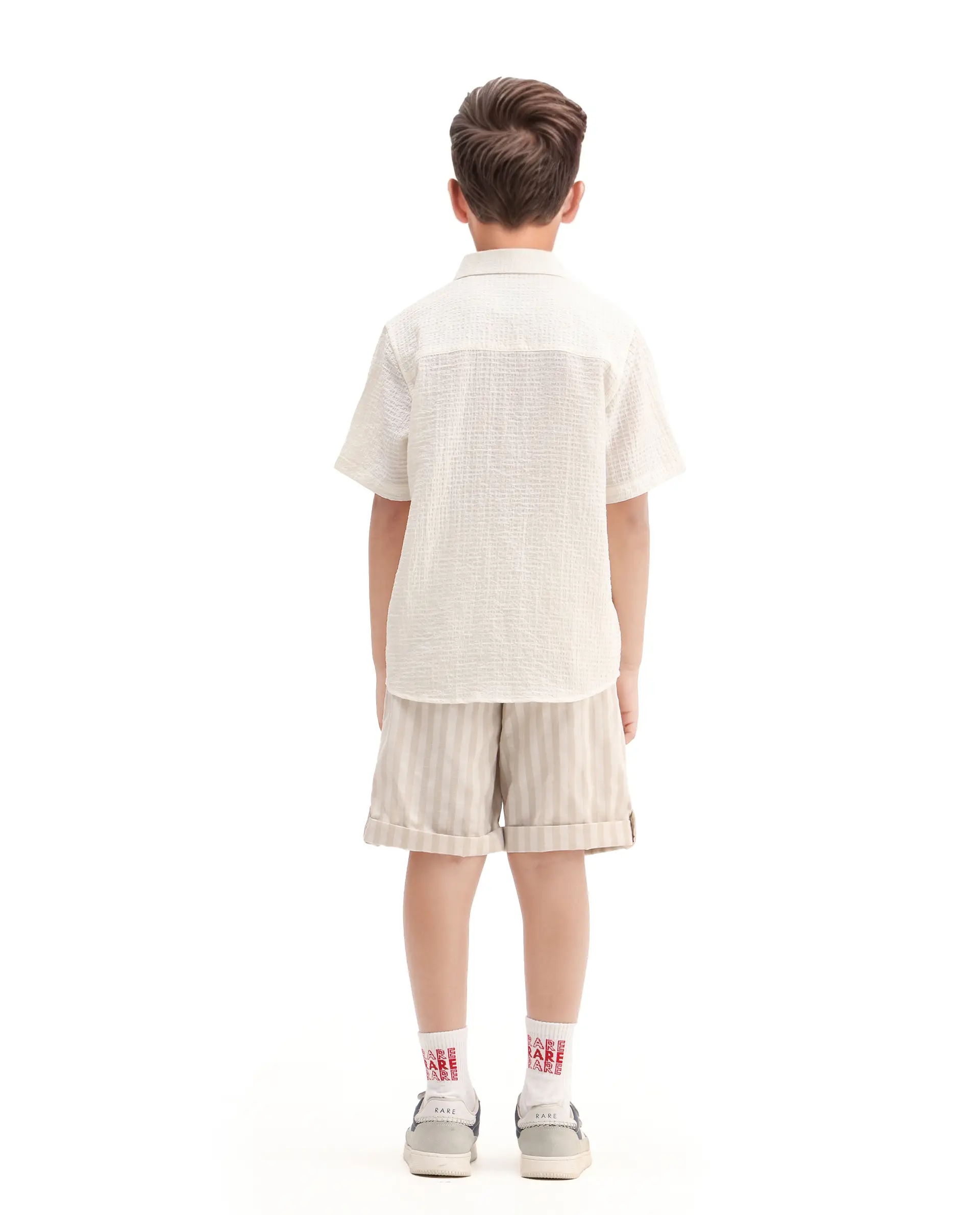 Rare Ones Kids Danni Beige Polyester Striped Button & Zip Closure Regular Fit Shorts - Image 8
