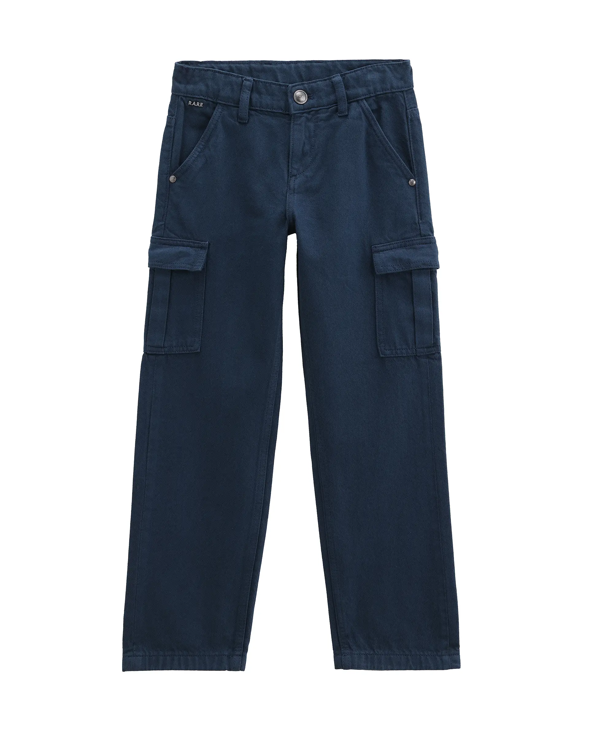 Rare Ones Kids Arrot-1 Dark Teal Cotton Fabric Zipper Closure Cargo Fit Jeans - Image 2