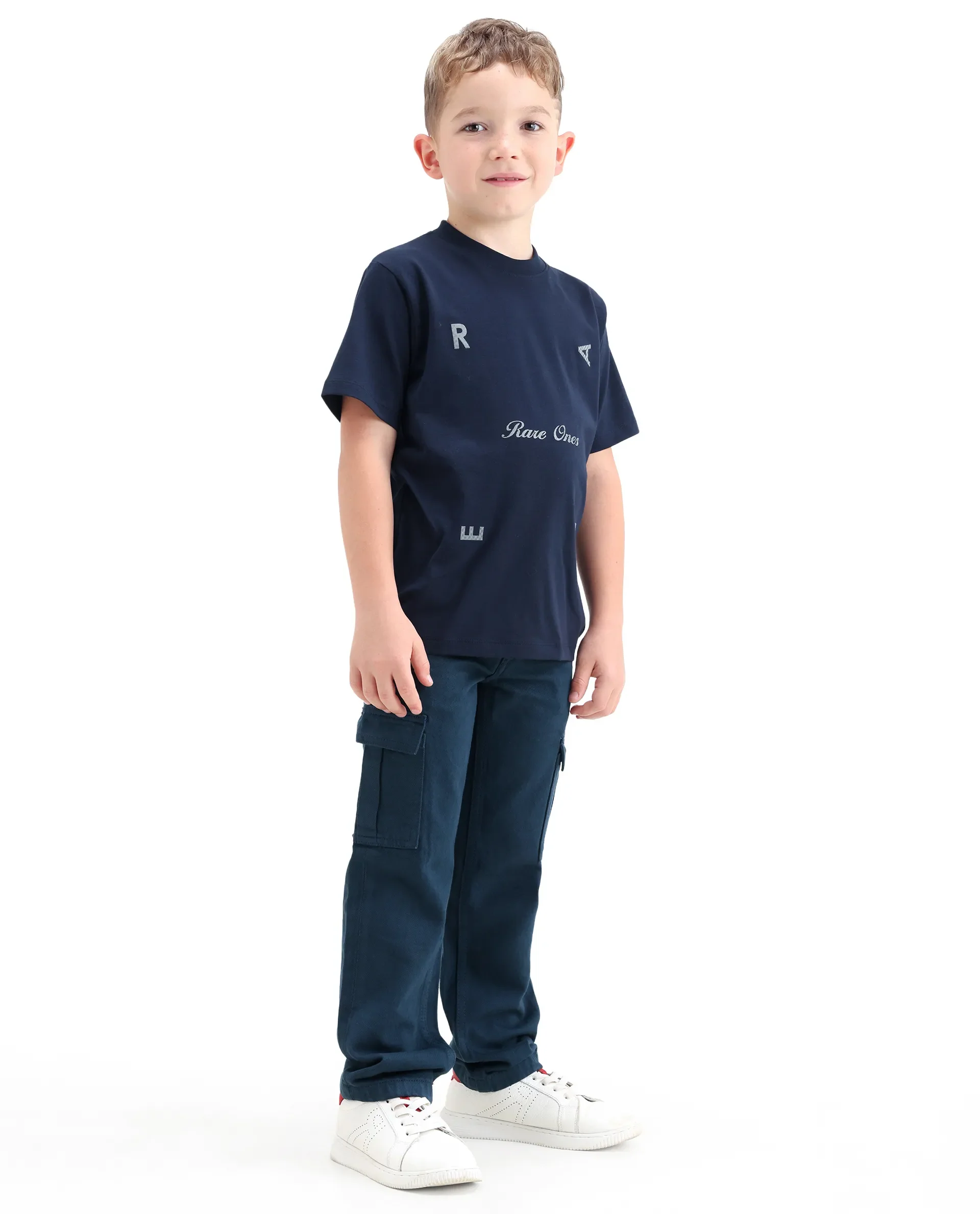 Rare Ones Kids Arrot-1 Dark Teal Cotton Fabric Zipper Closure Cargo Fit Jeans - Image 6