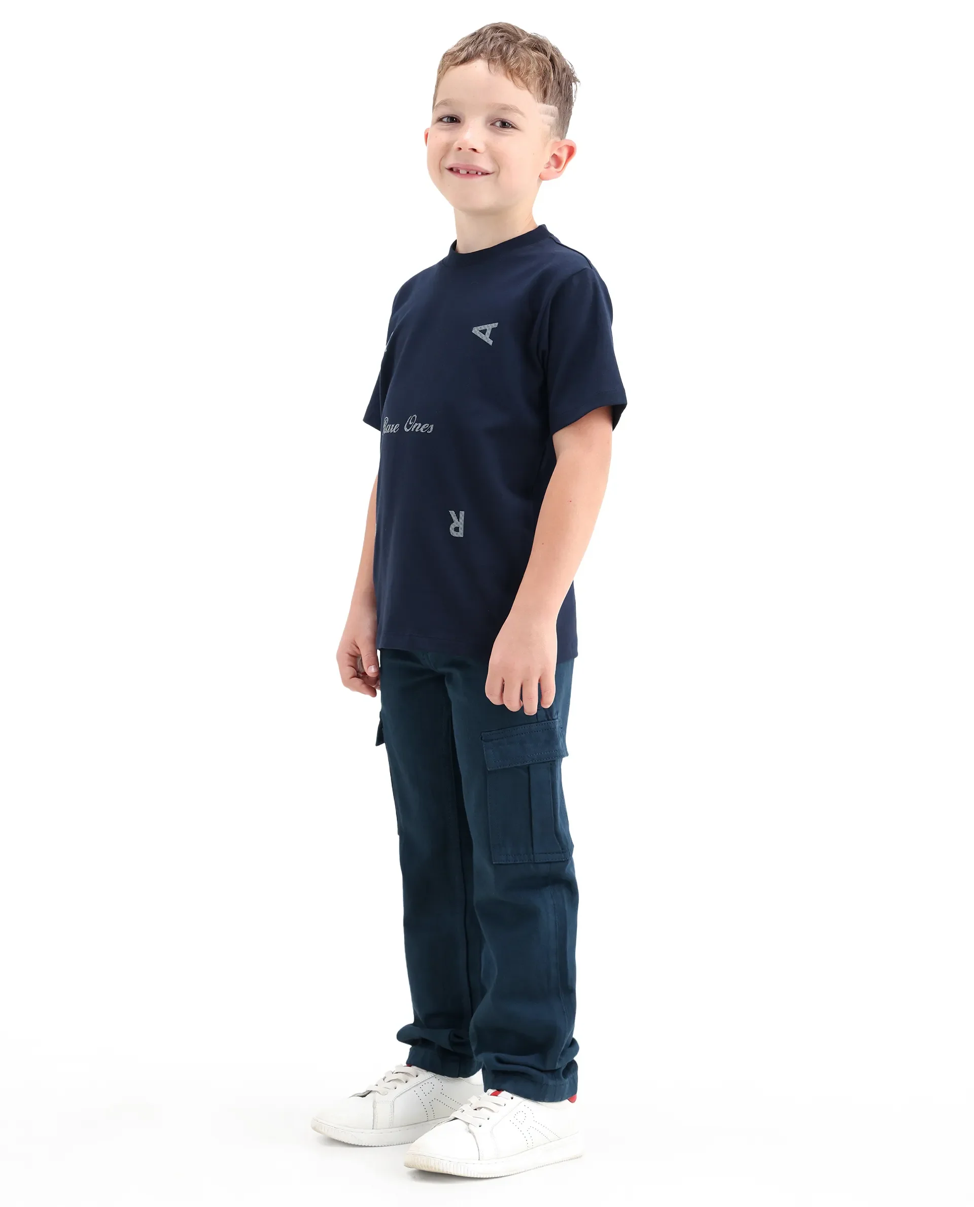 Rare Ones Kids Arrot-1 Dark Teal Cotton Fabric Zipper Closure Cargo Fit Jeans - Image 7