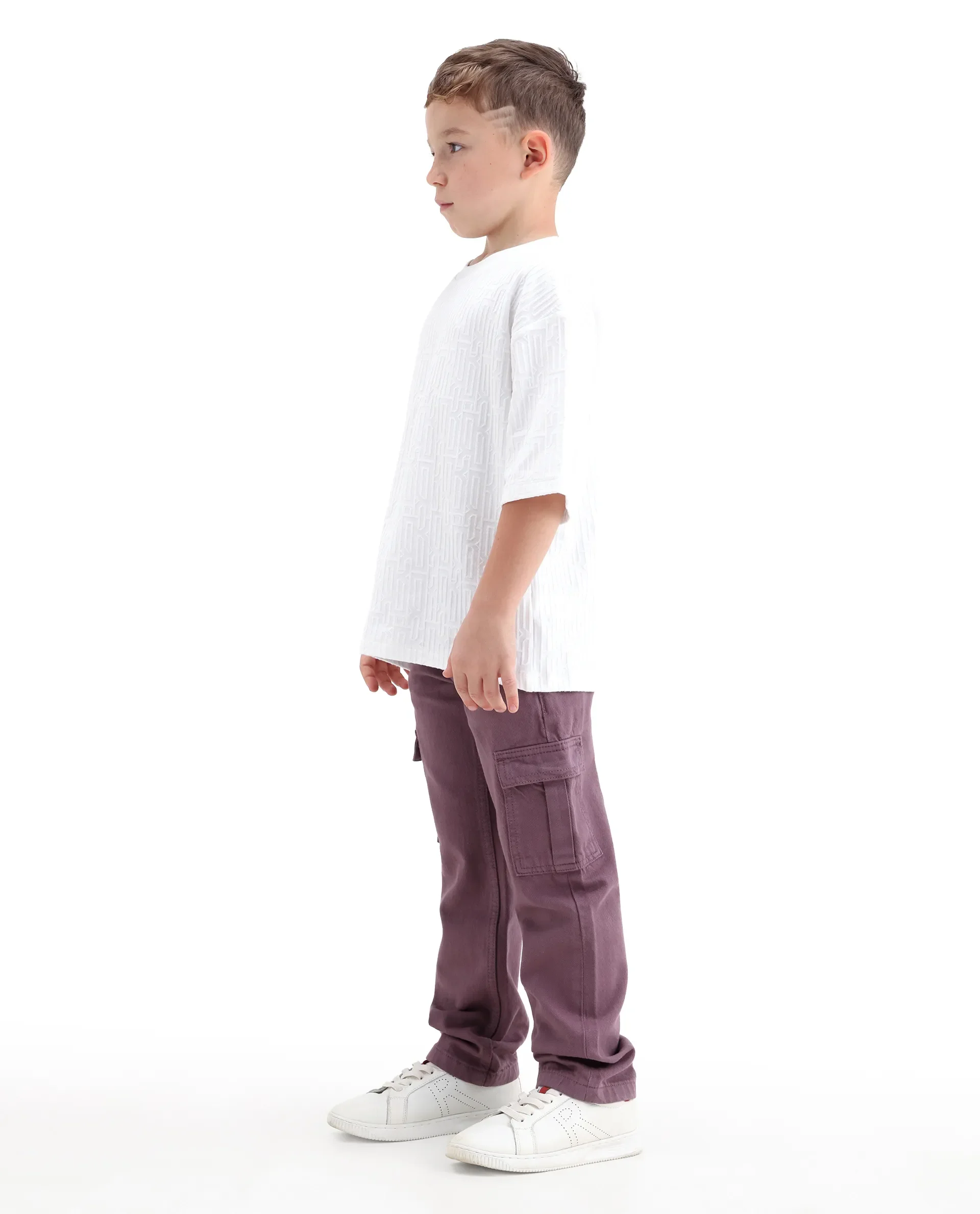 Rare Ones Kids Arrot-2 Dusky Purple Cotton Fabric Zipper Closure Cargo Fit Jeans - Image 8