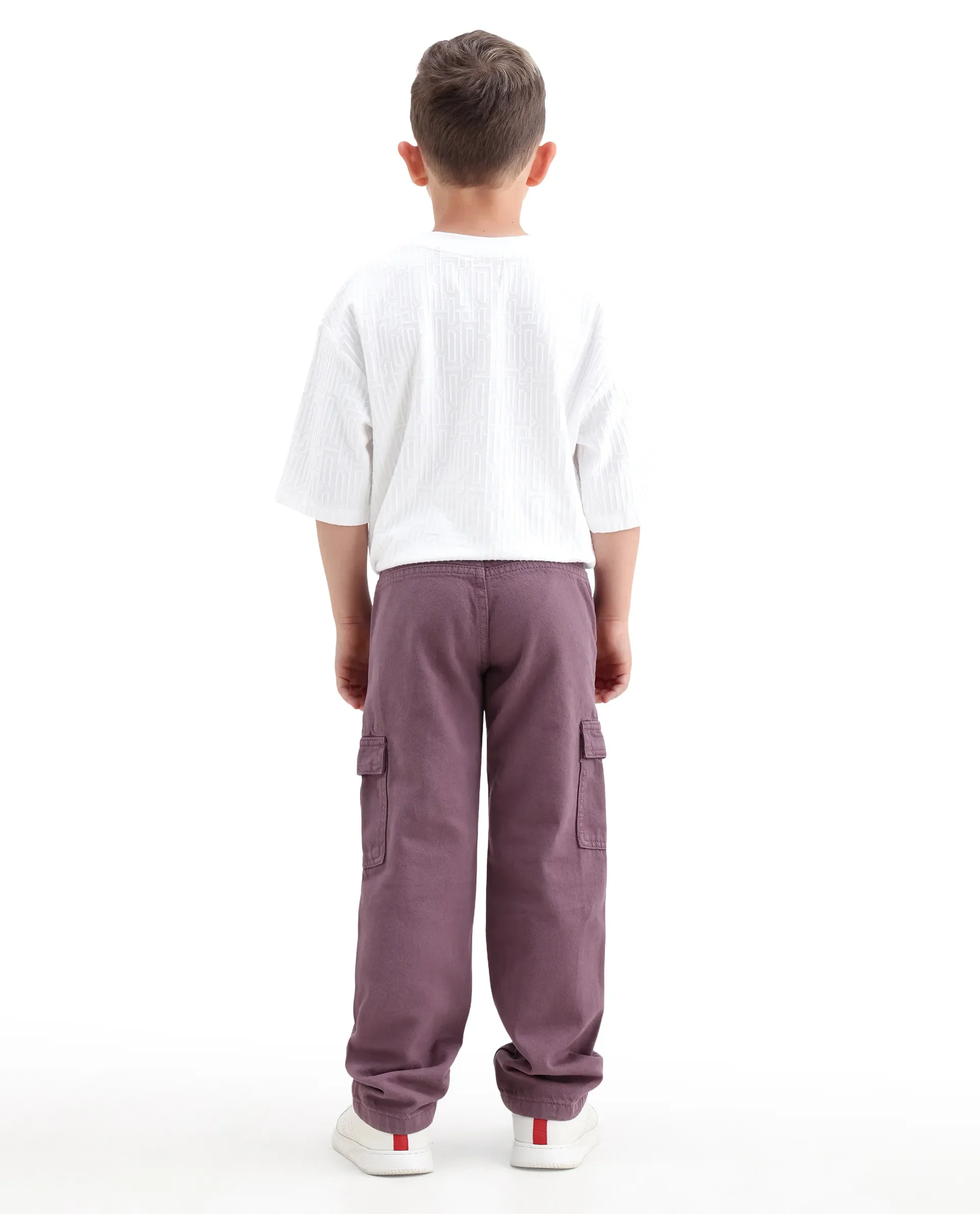 Rare Ones Kids Arrot-2 Dusky Purple Cotton Fabric Zipper Closure Cargo Fit Jeans - Image 9