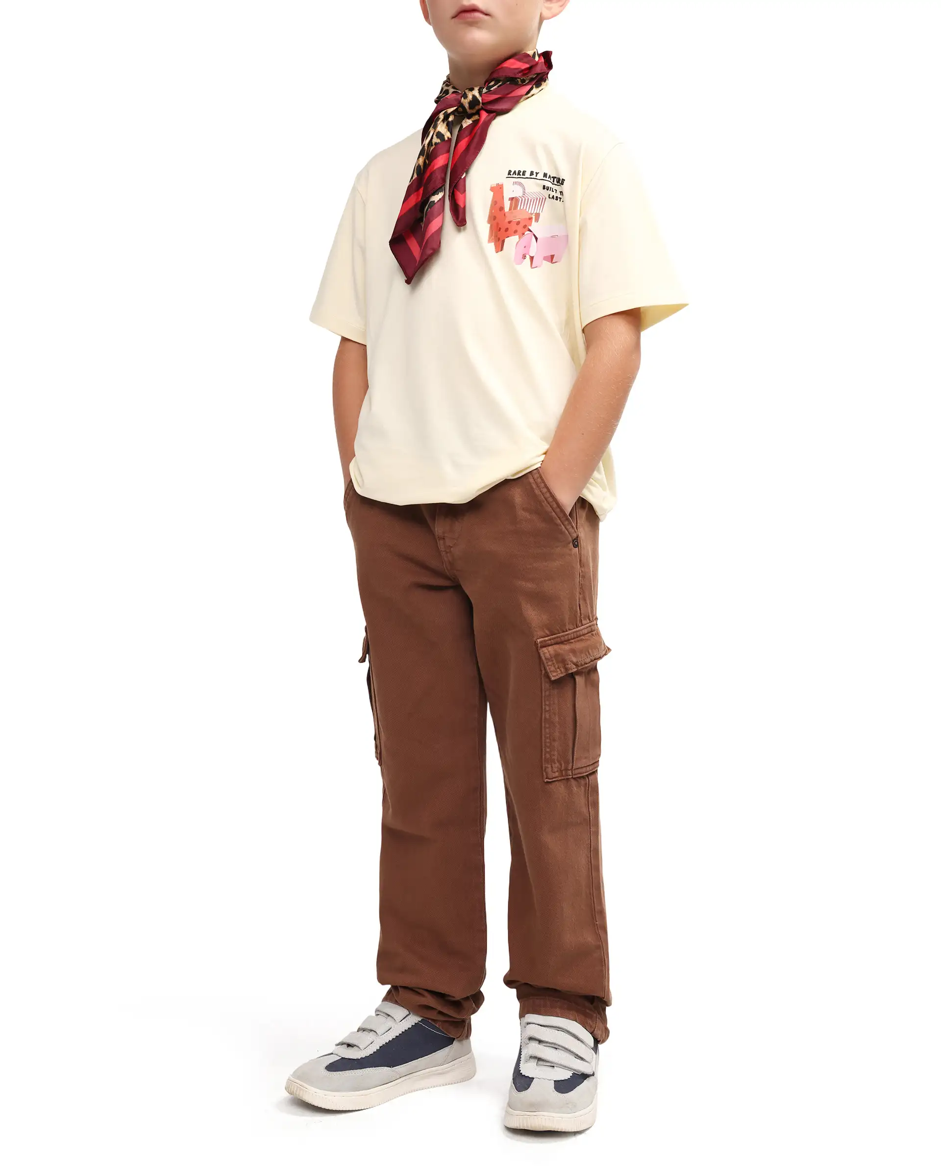 Rare Ones Kids Arrow-1 Brown Cotton Fabric Zipper Closure Relaxed Fit Jeans - Image 3