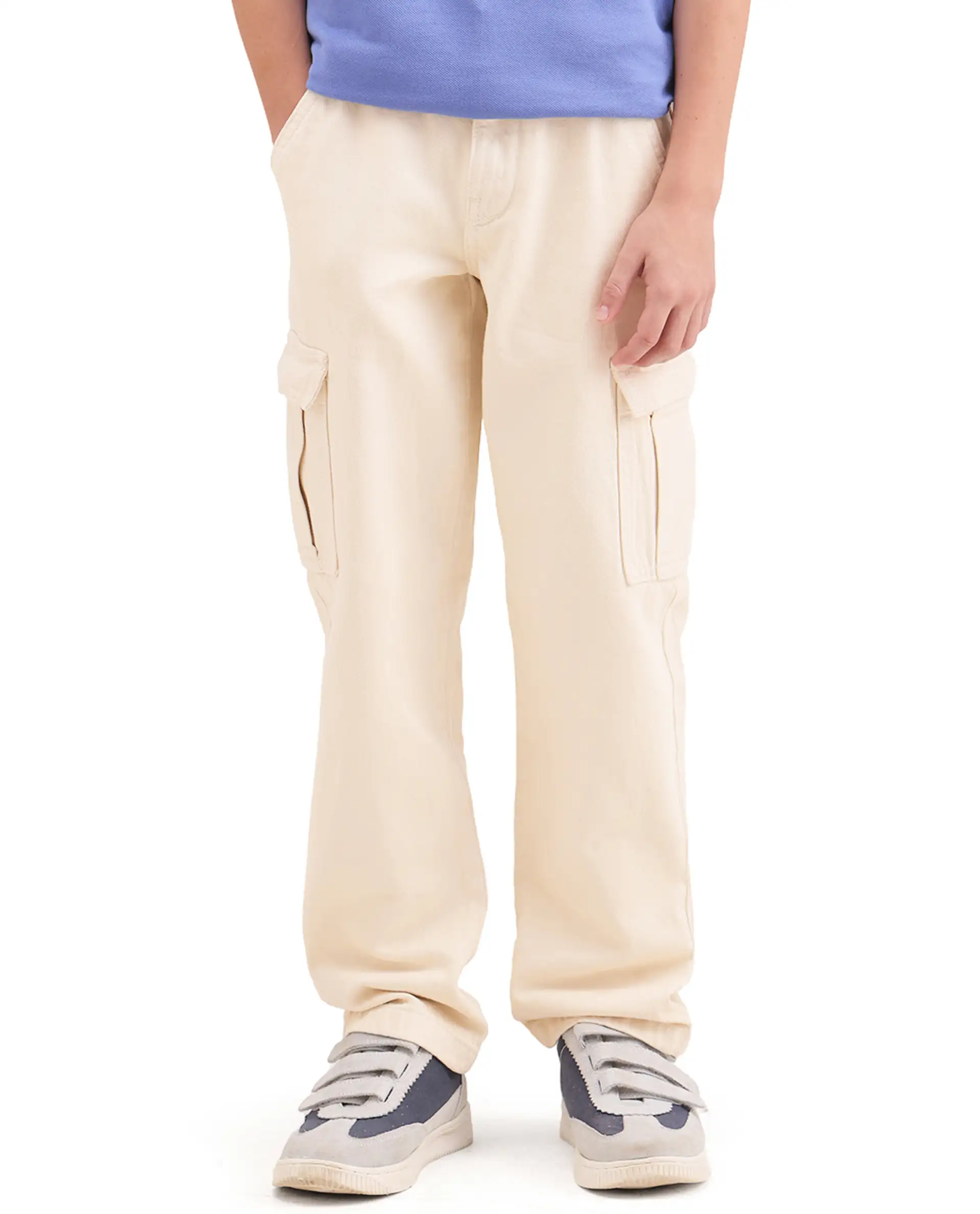 Rare Ones Kids Arrow-2 Beige Cotton Fabric Zipper Closure Relaxed Fit Jeans - Image 2
