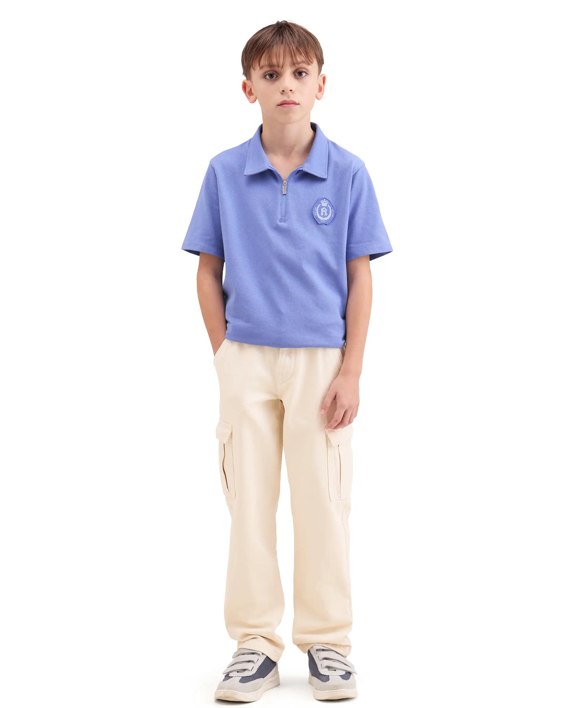 Rare Ones Kids Arrow-2 Beige Cotton Fabric Zipper Closure Relaxed Fit Jeans - Image 5
