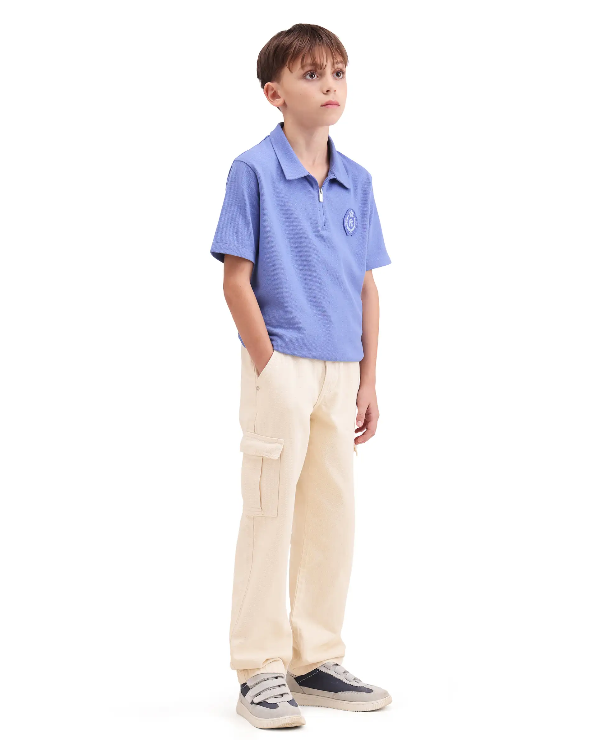 Rare Ones Kids Arrow-2 Beige Cotton Fabric Zipper Closure Relaxed Fit Jeans - Image 6