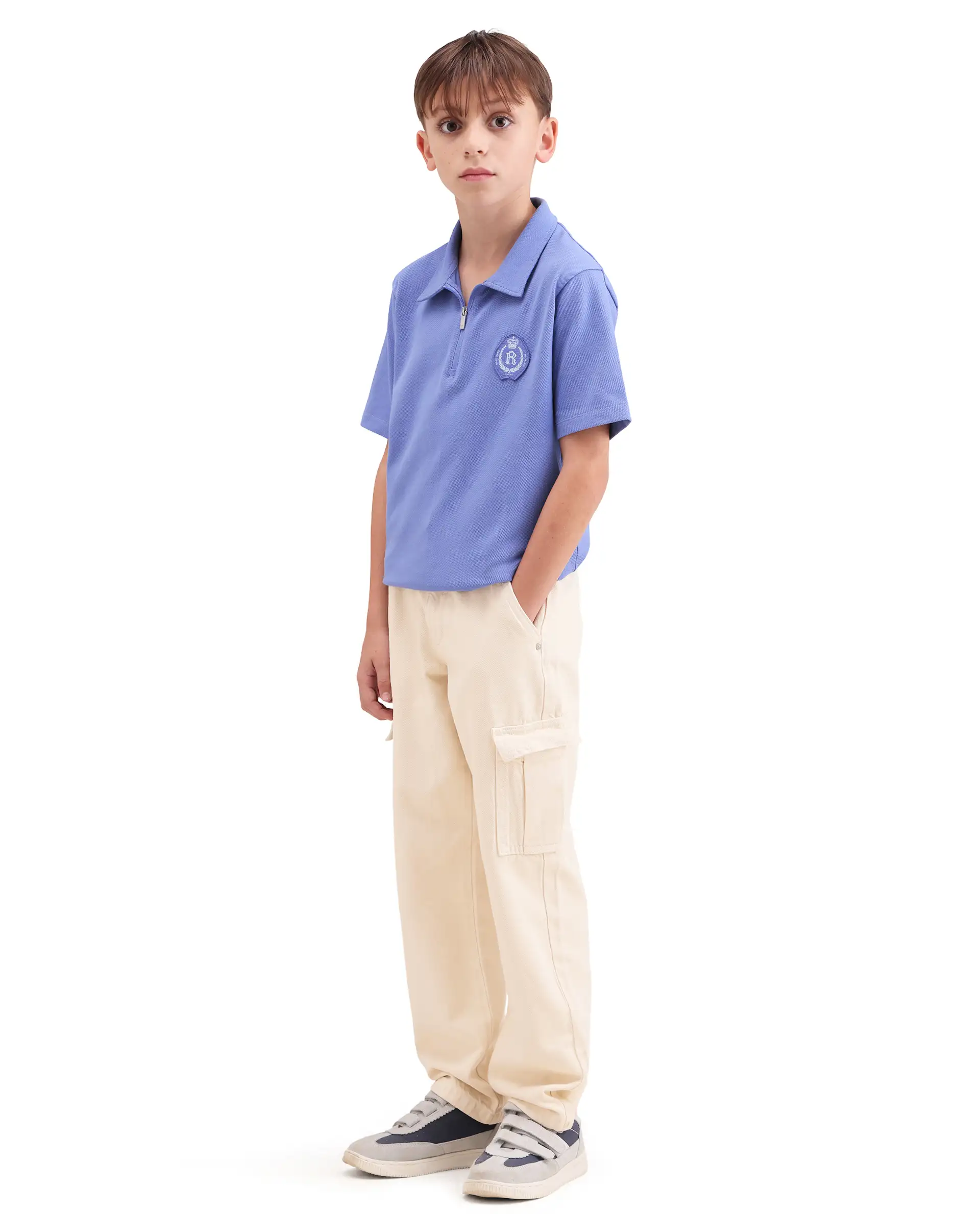 Rare Ones Kids Arrow-2 Beige Cotton Fabric Zipper Closure Relaxed Fit Jeans - Image 7
