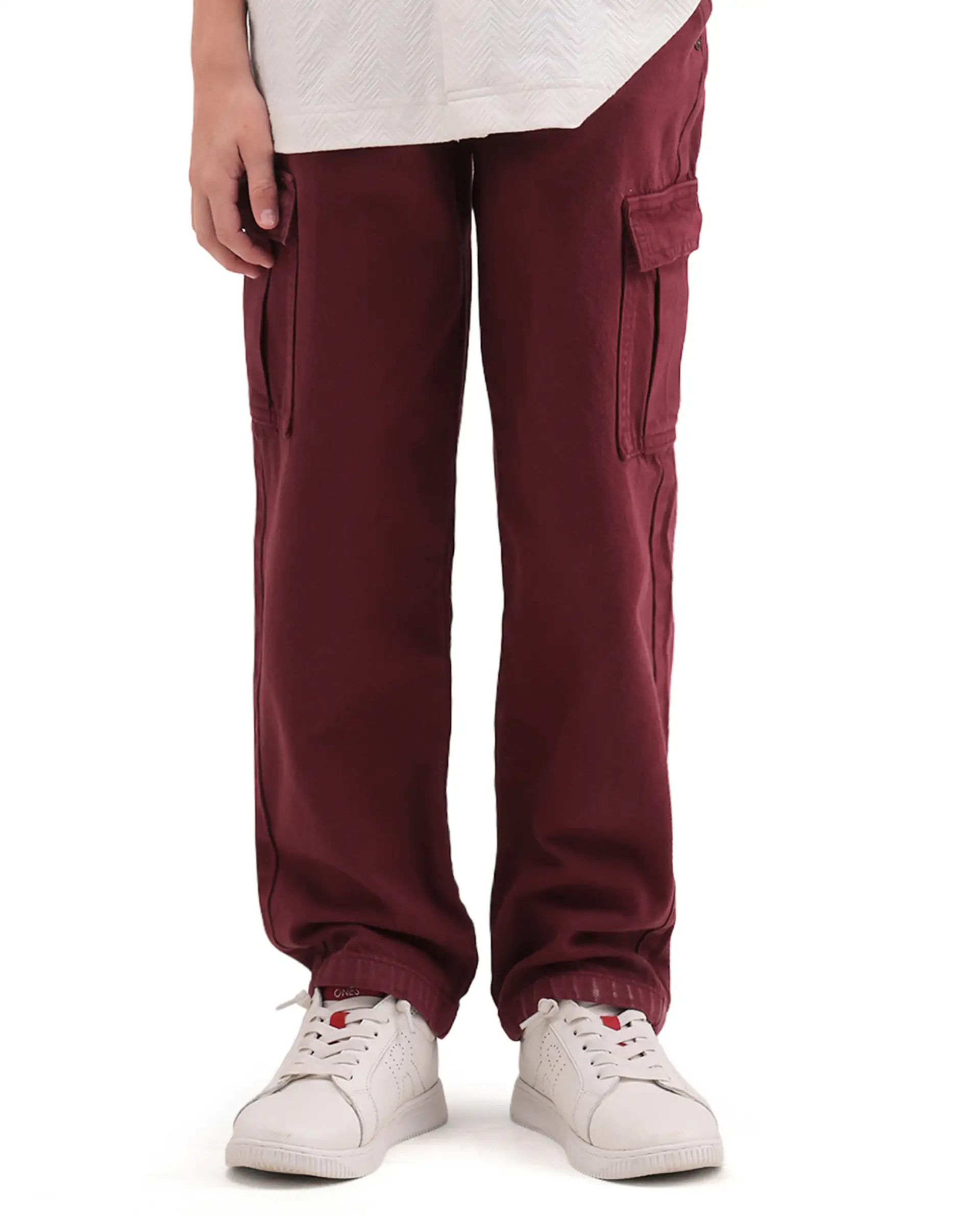 Rare Ones Kids Arrow-3 Maroon Cotton Fabric Zipper Closure Relaxed Fit Jeans - Image 2