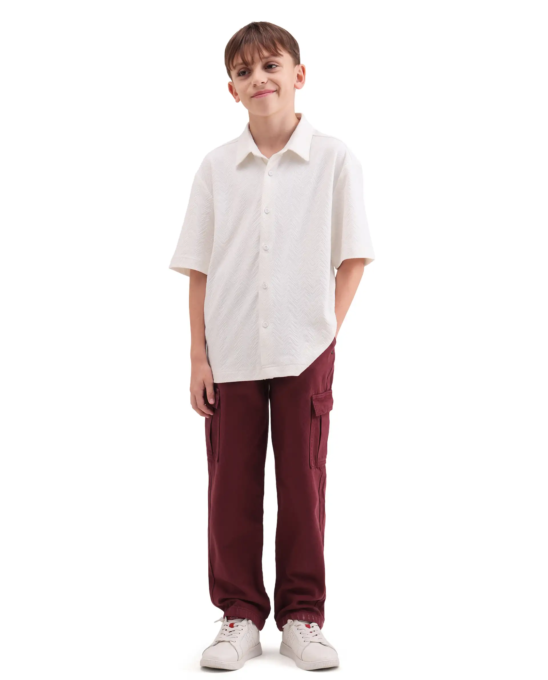 Rare Ones Kids Arrow-3 Maroon Cotton Fabric Zipper Closure Relaxed Fit Jeans - Image 3