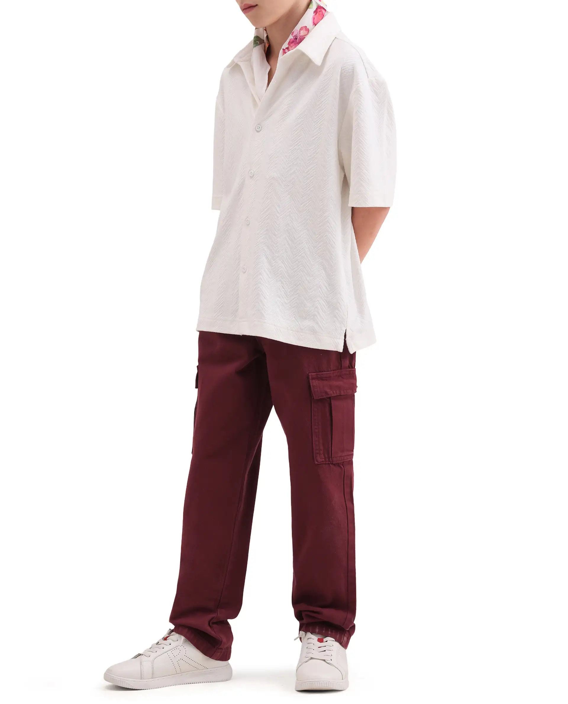 Rare Ones Kids Arrow-3 Maroon Cotton Fabric Zipper Closure Relaxed Fit Jeans - Image 4