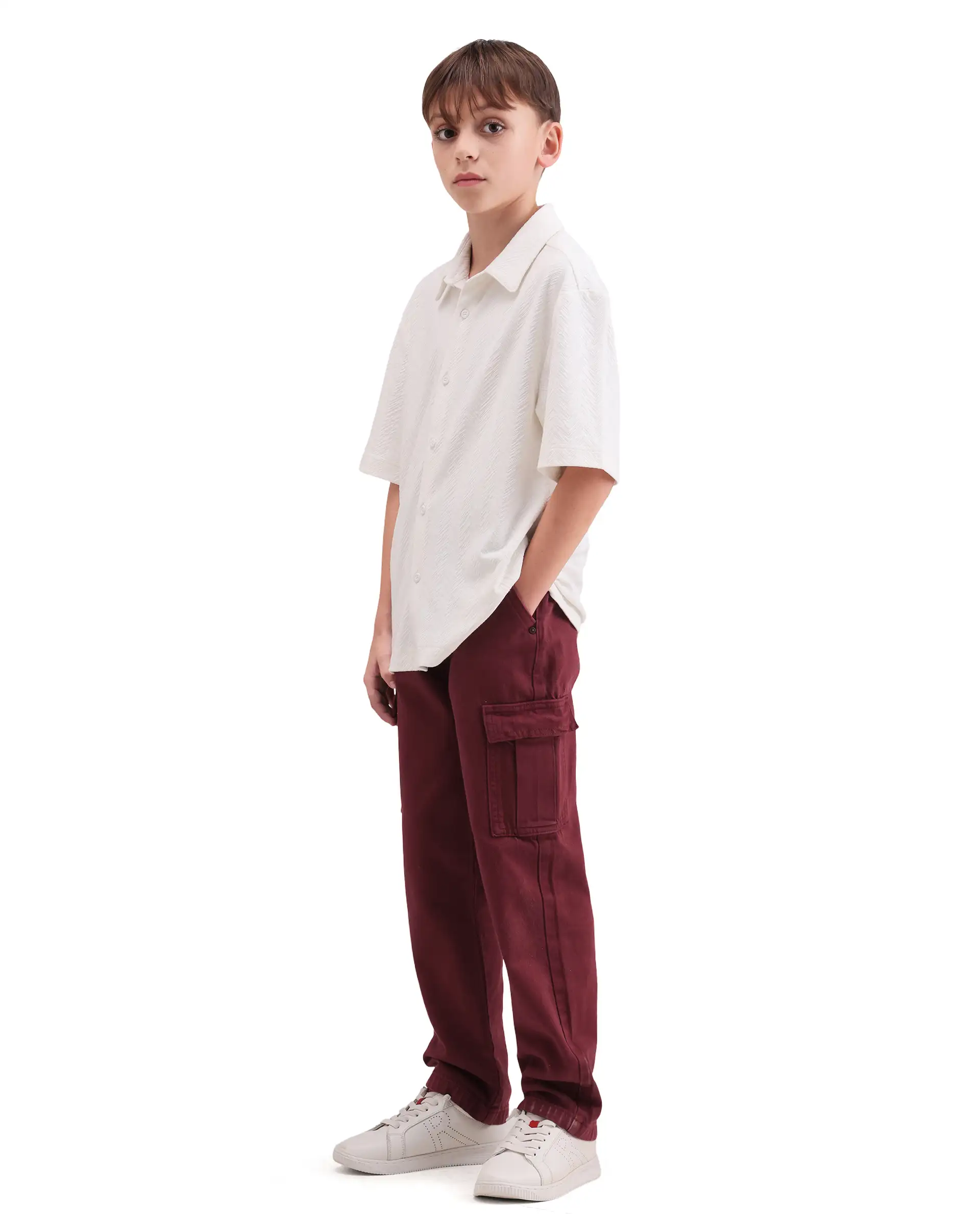 Rare Ones Kids Arrow-3 Maroon Cotton Fabric Zipper Closure Relaxed Fit Jeans - Image 6