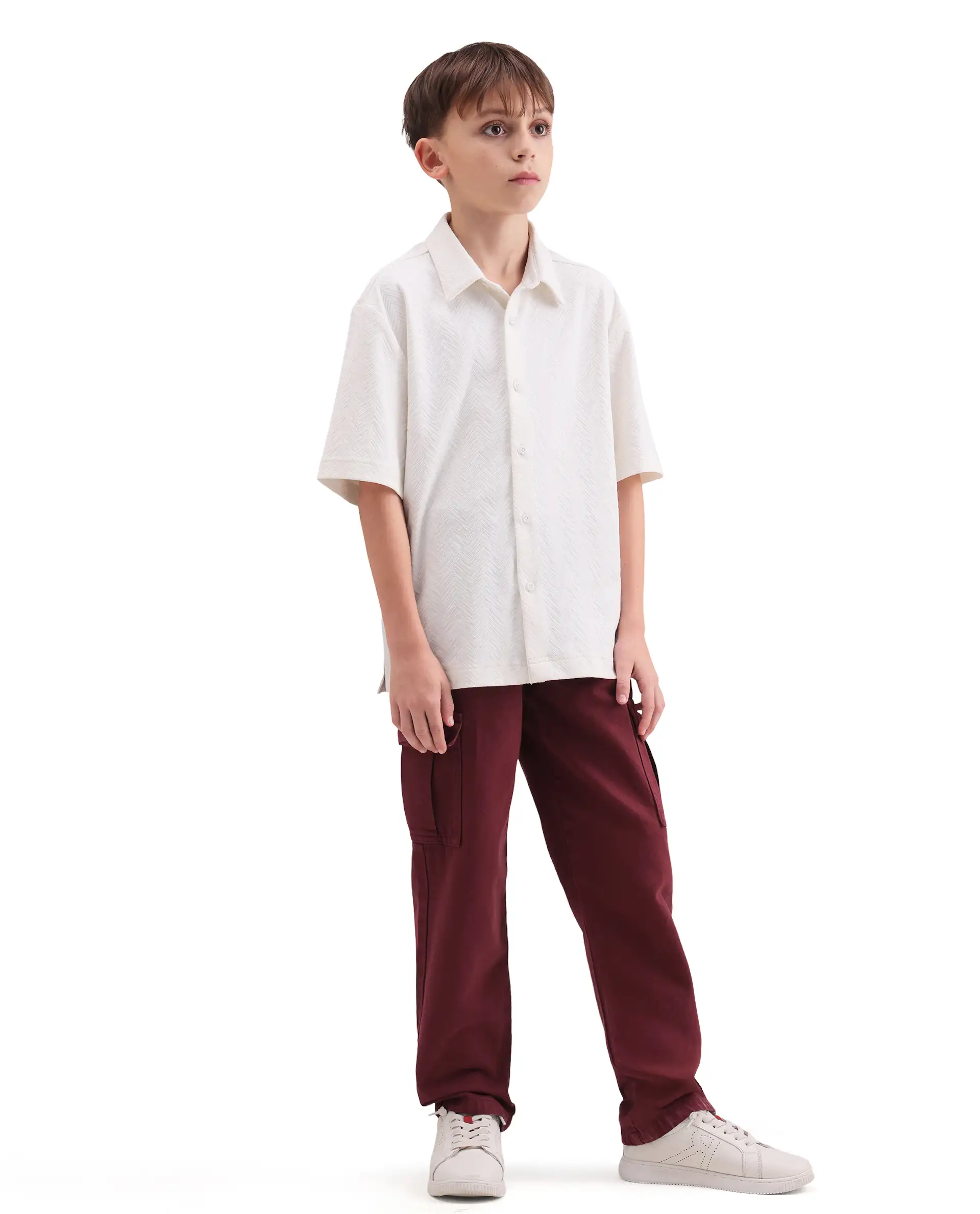 Rare Ones Kids Arrow-3 Maroon Cotton Fabric Zipper Closure Relaxed Fit Jeans - Image 7