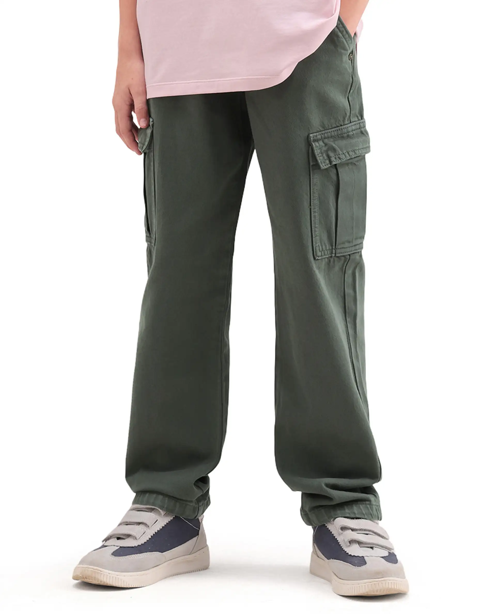 Rare Ones Kids Arrow-4 Green Cotton Fabric Zipper Closure Relaxed Fit Jeans - Image 2
