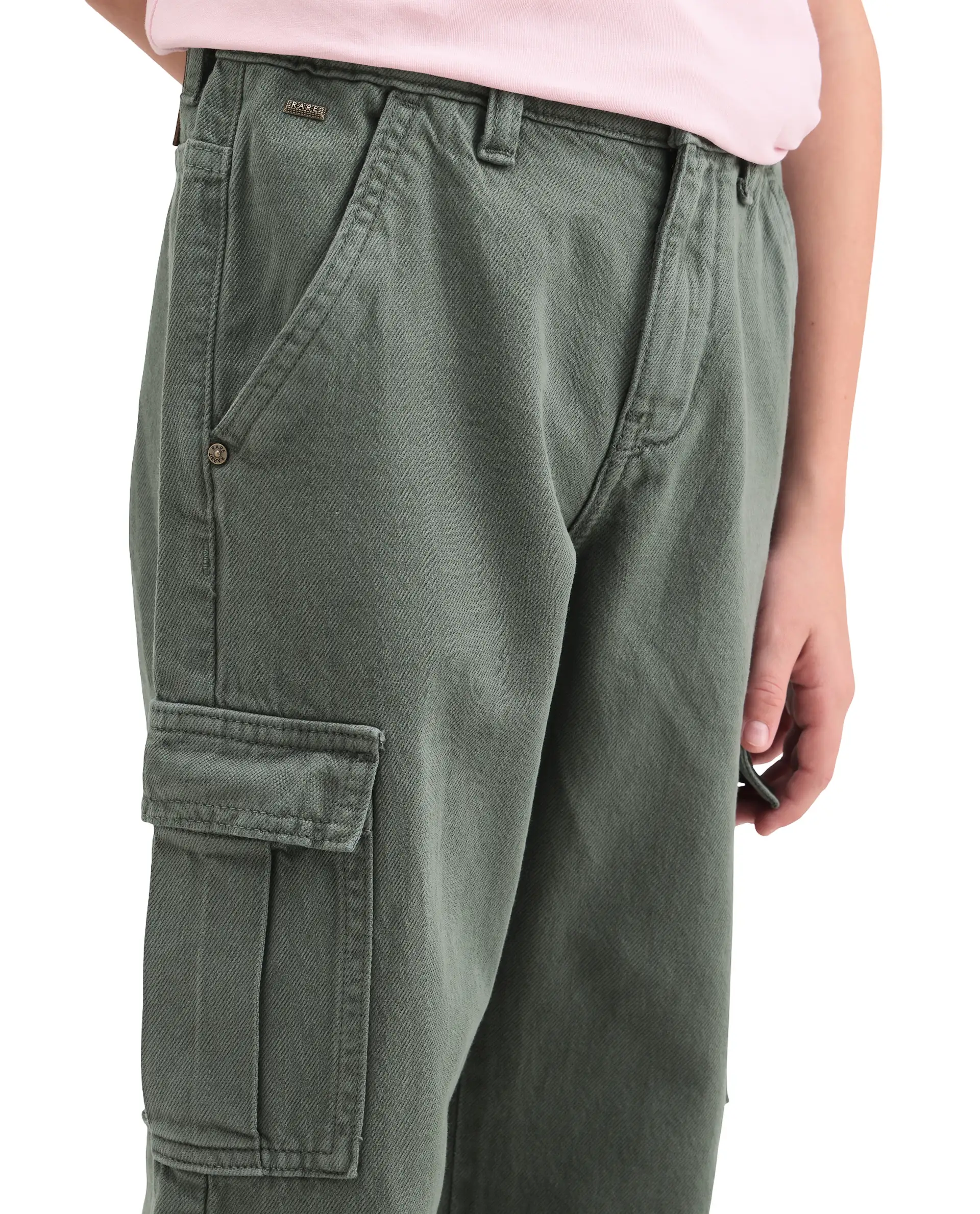 Rare Ones Kids Arrow-4 Green Cotton Fabric Zipper Closure Relaxed Fit Jeans - Image 5