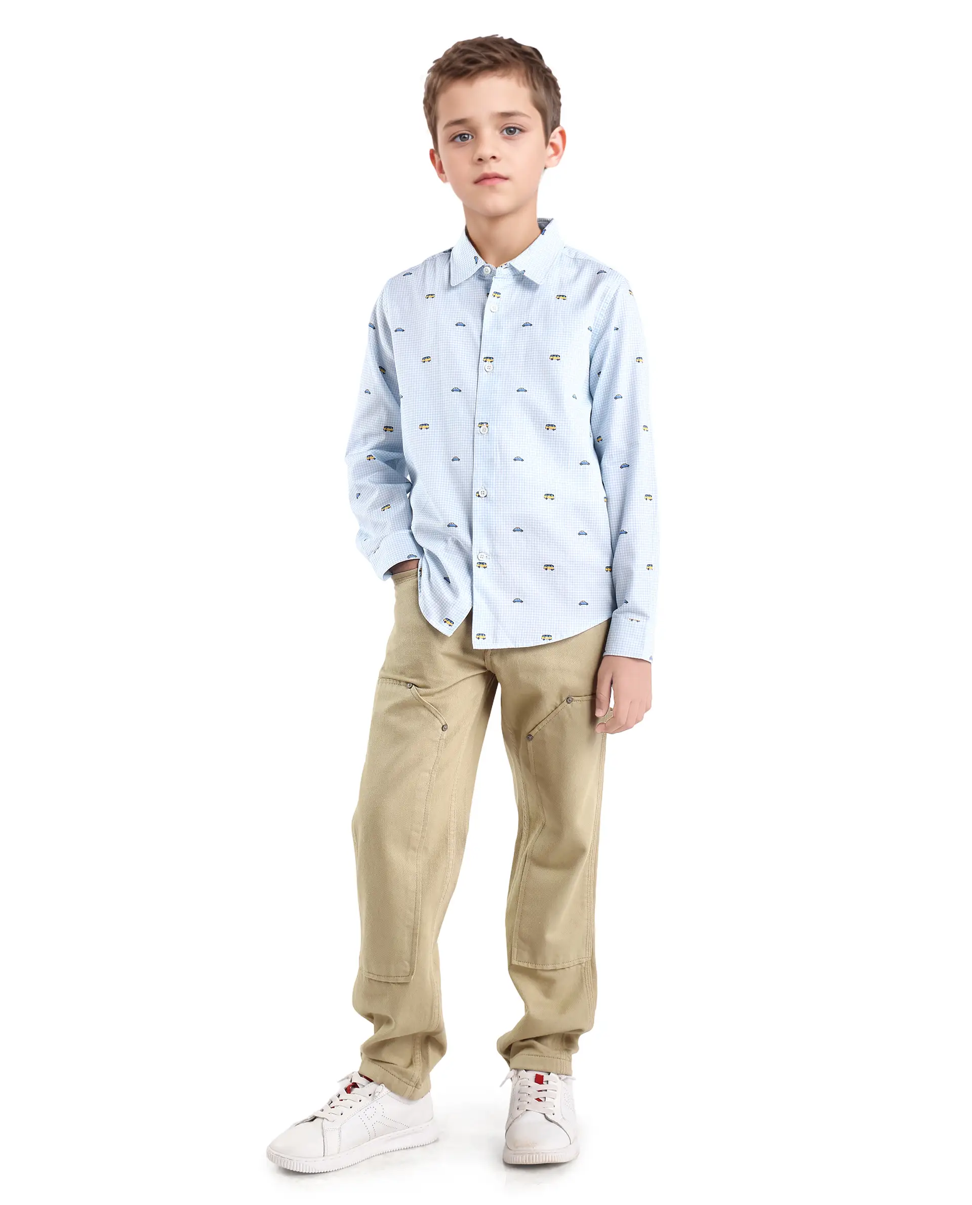 Rare Ones Kids Arvi-K Beige Cotton Button And Zip Carpenter Fit Denim Pant - Image 5