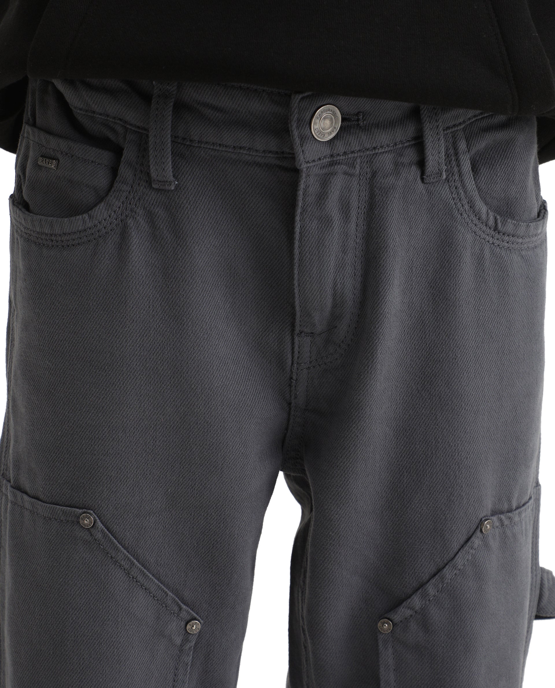 Rare Ones Kids Arvi-K Blue Cotton Button And Zip Carpenter Fit Jeans - Image 2