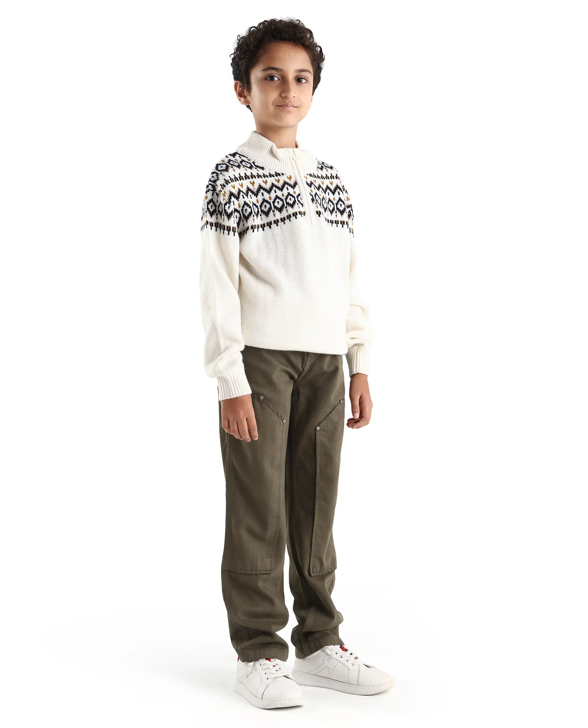 Rare Ones Kids Arvi-K Green Cotton Button And Zip Carpenter Fit Denim Pant - Image 6