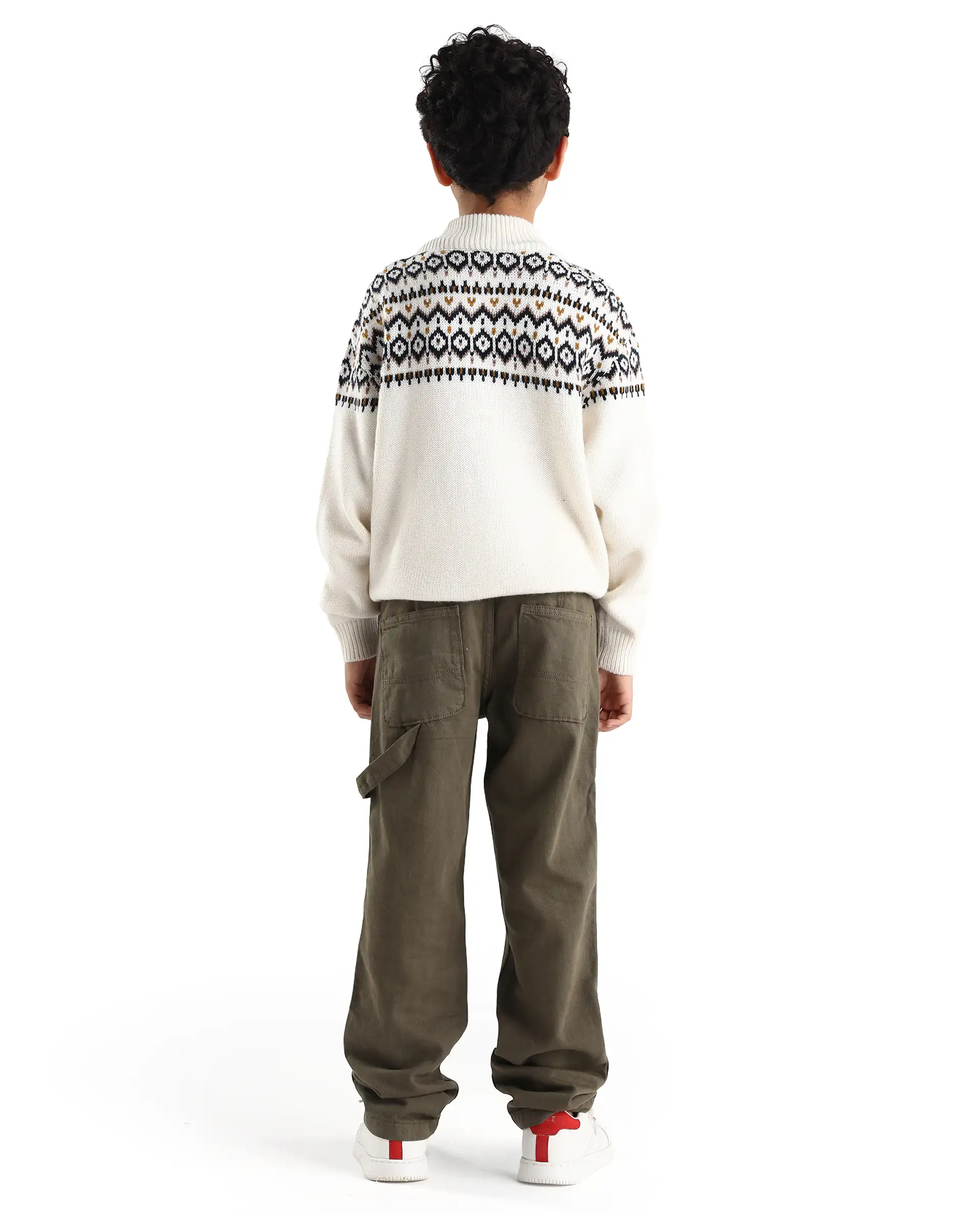 Rare Ones Kids Arvi-K Green Cotton Button And Zip Carpenter Fit Denim Pant - Image 7