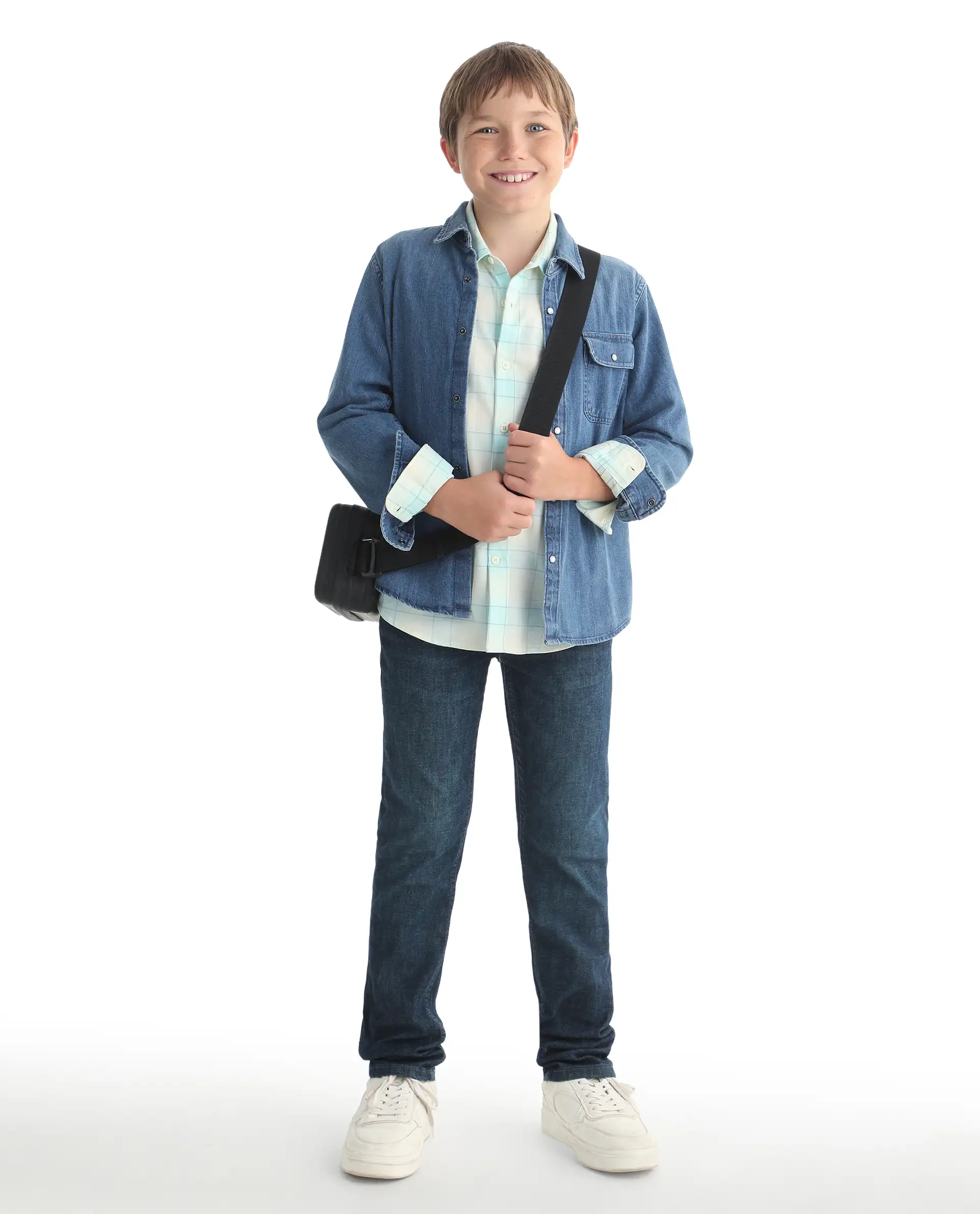 Rare Ones Kids Beck-1 Dark Blue Cotton Blend Fabric Drawstring Closure Slim Fit Jeans