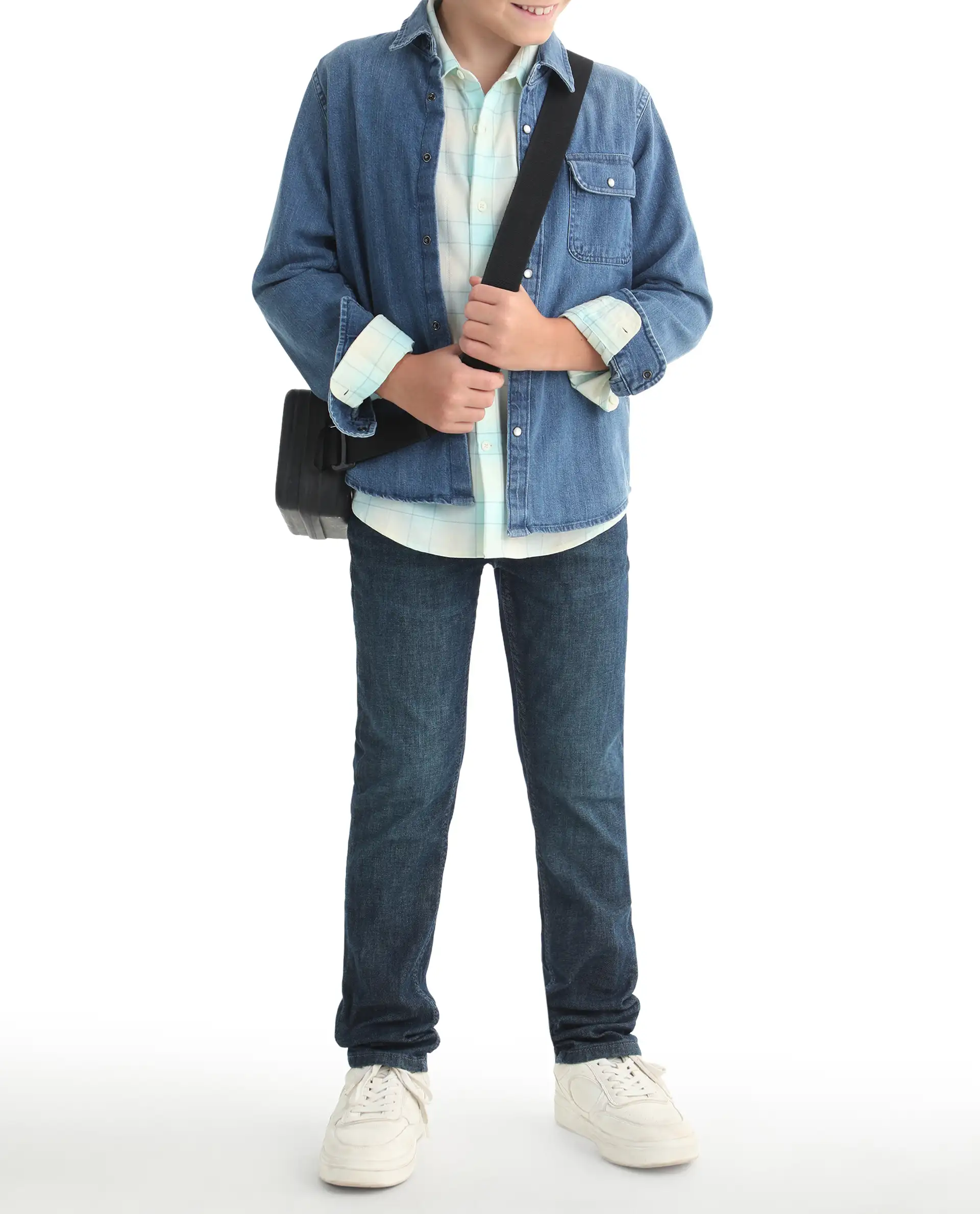 Rare Ones Kids Beck-1 Dark Blue Cotton Blend Fabric Drawstring Closure Slim Fit Jeans - Image 3