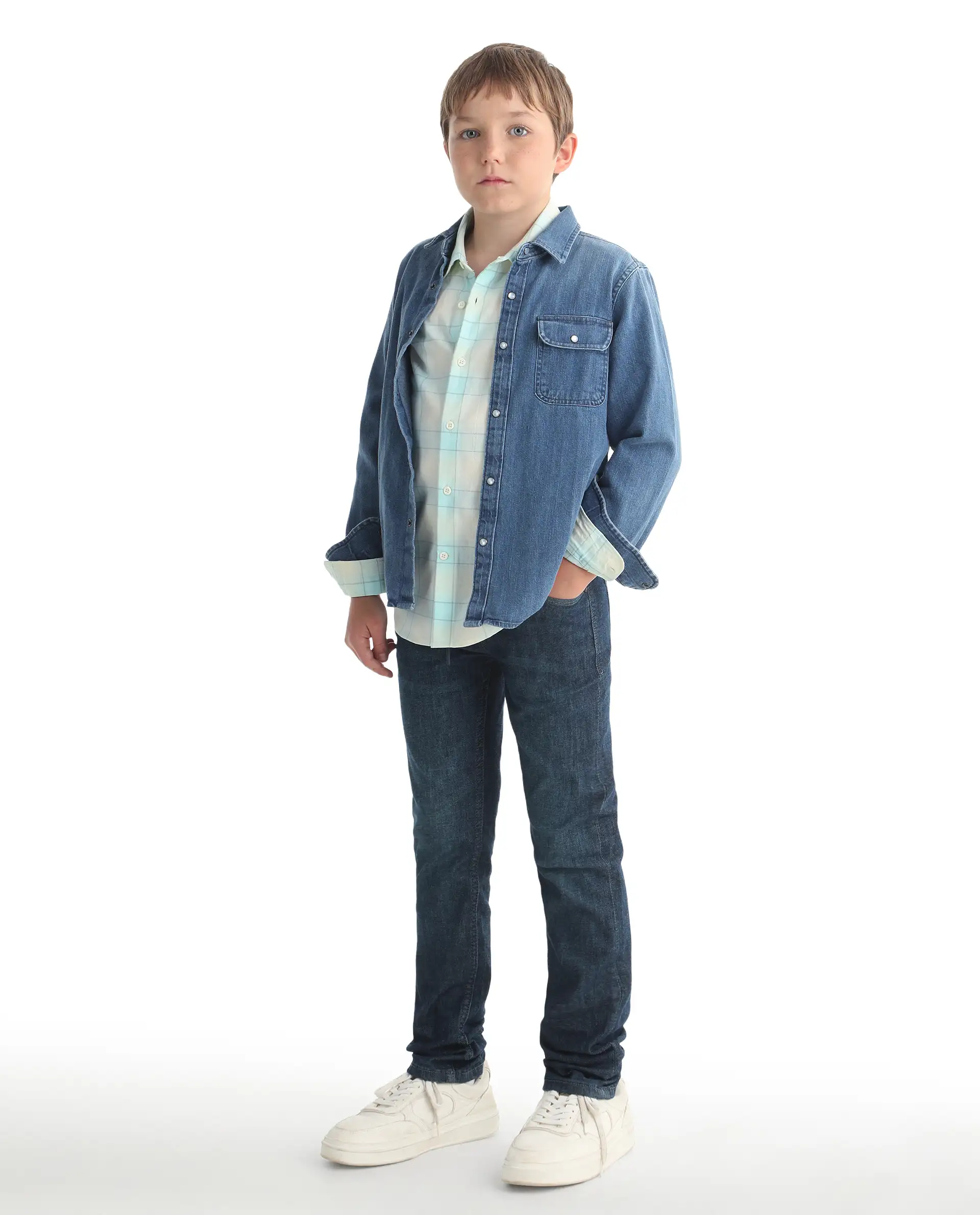 Rare Ones Kids Beck-1 Dark Blue Cotton Blend Fabric Drawstring Closure Slim Fit Jeans - Image 7