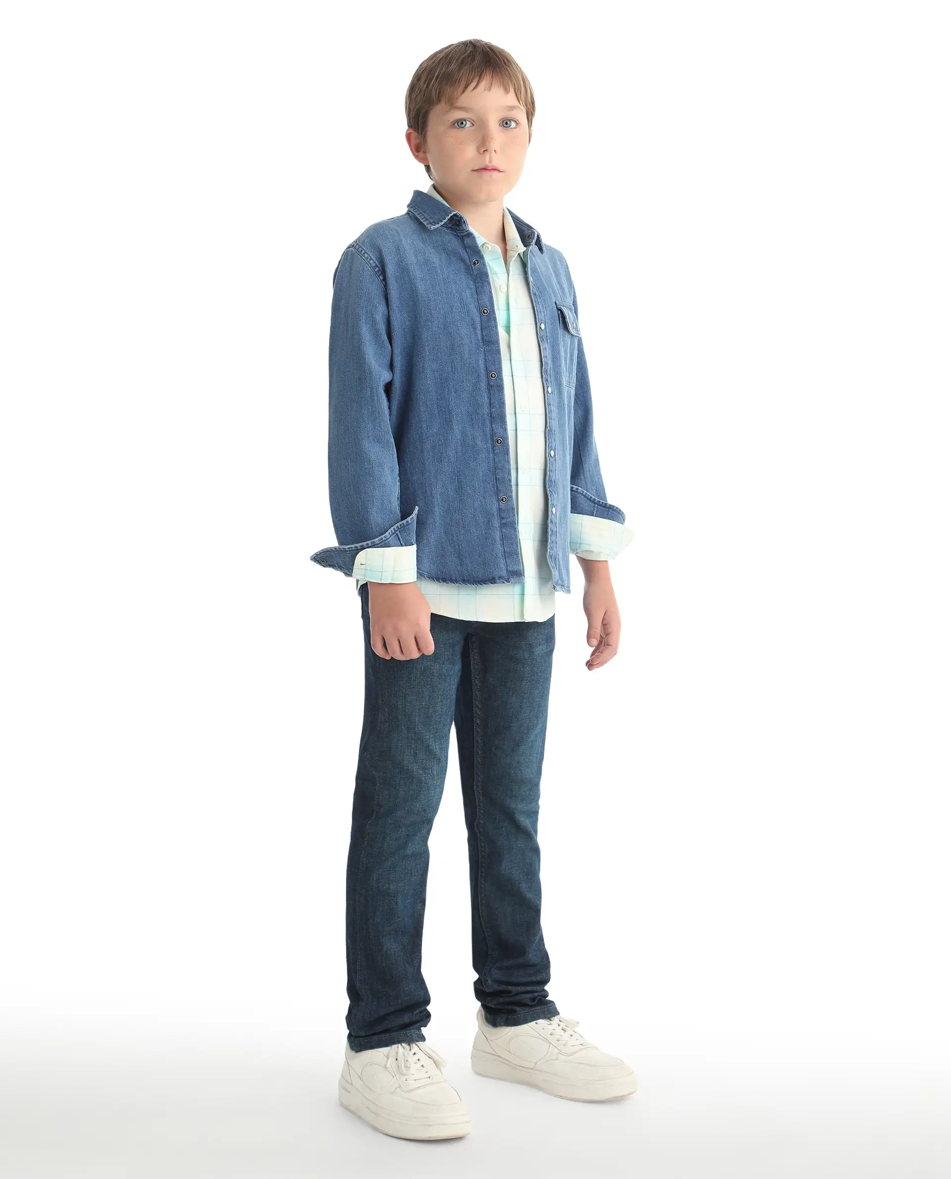 Rare Ones Kids Beck-1 Dark Blue Cotton Blend Fabric Drawstring Closure Slim Fit Jeans - Image 8
