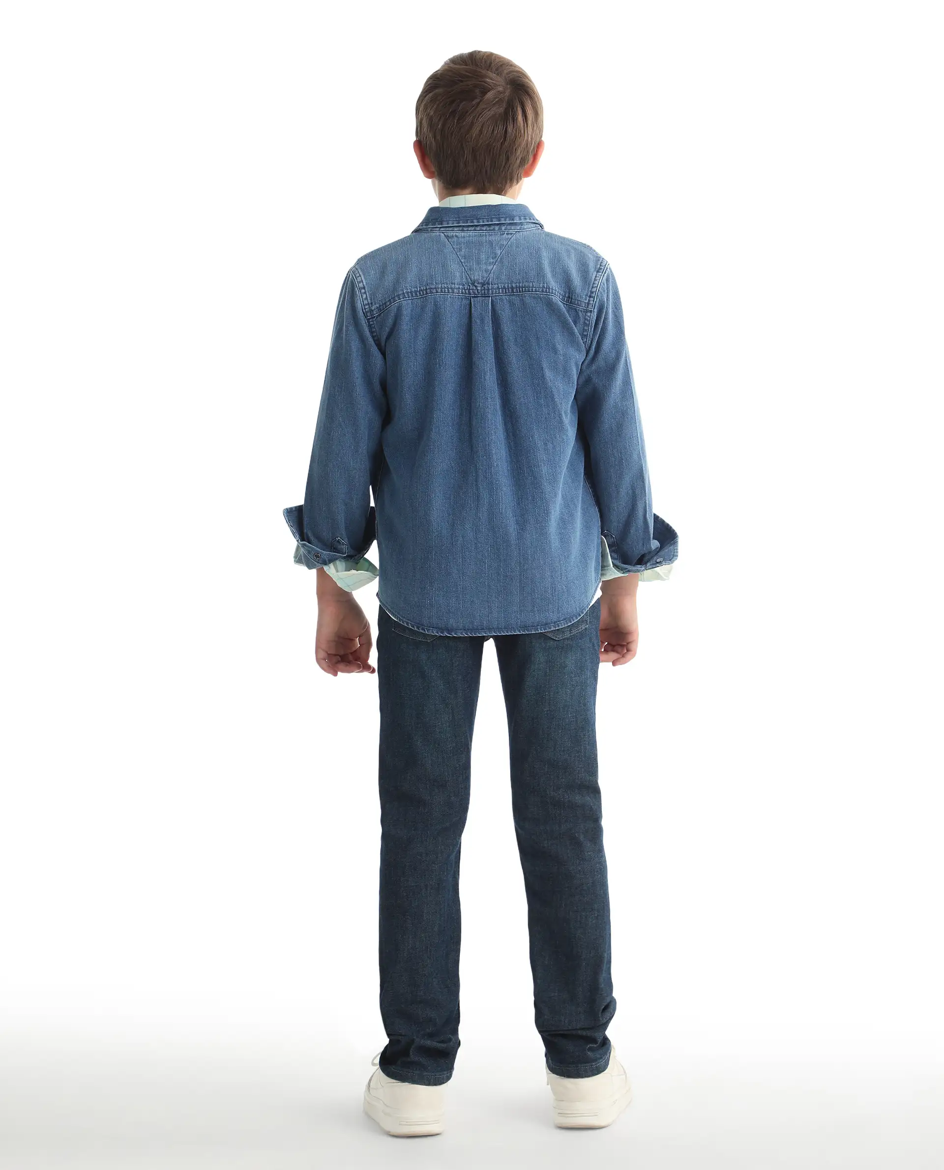 Rare Ones Kids Beck-1 Dark Blue Cotton Blend Fabric Drawstring Closure Slim Fit Jeans - Image 9
