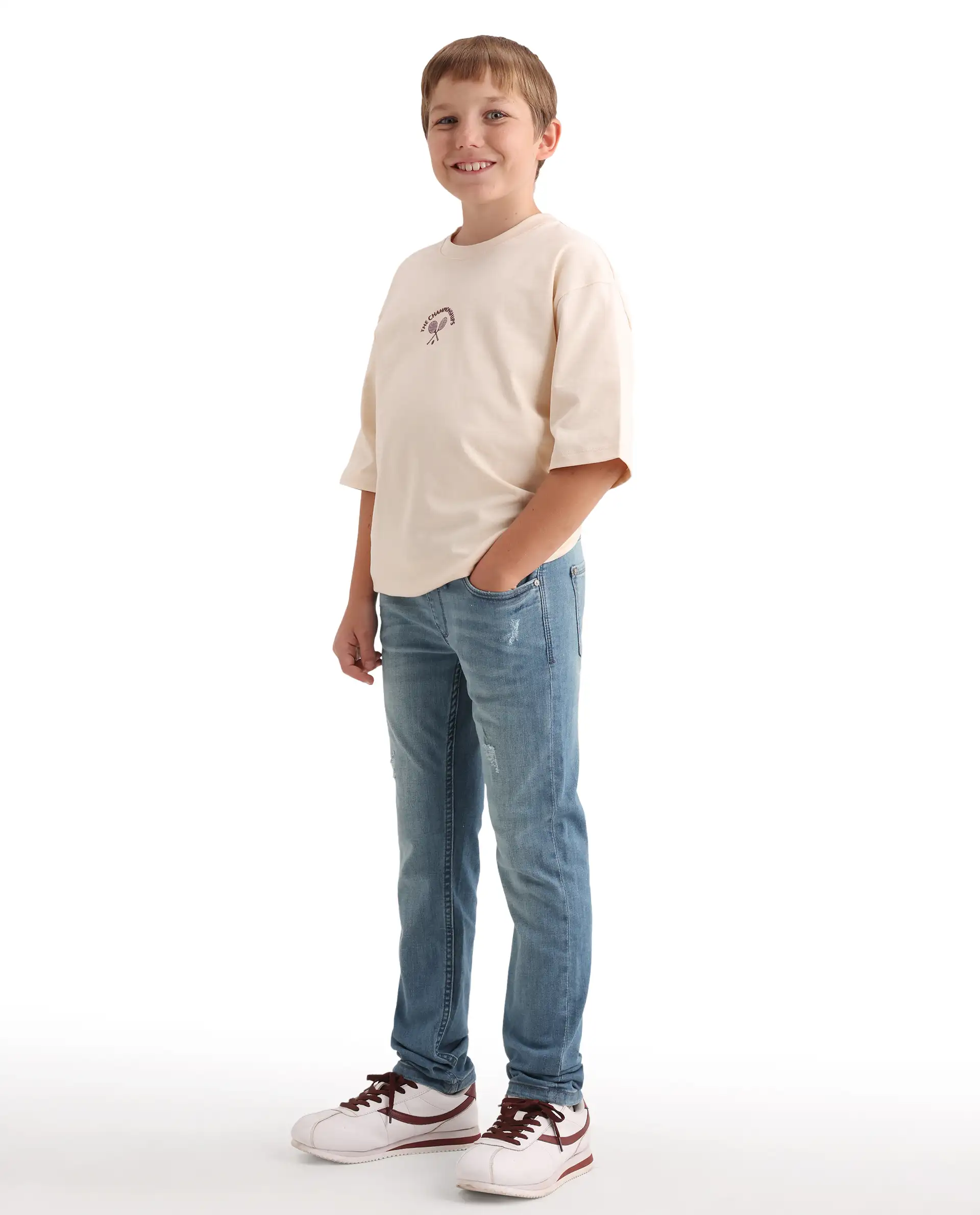 Rare Ones Kids Beck-2 Light Blue Cotton Blend Fabric Drawstring Closure Slim Fit Jeans - Image 6