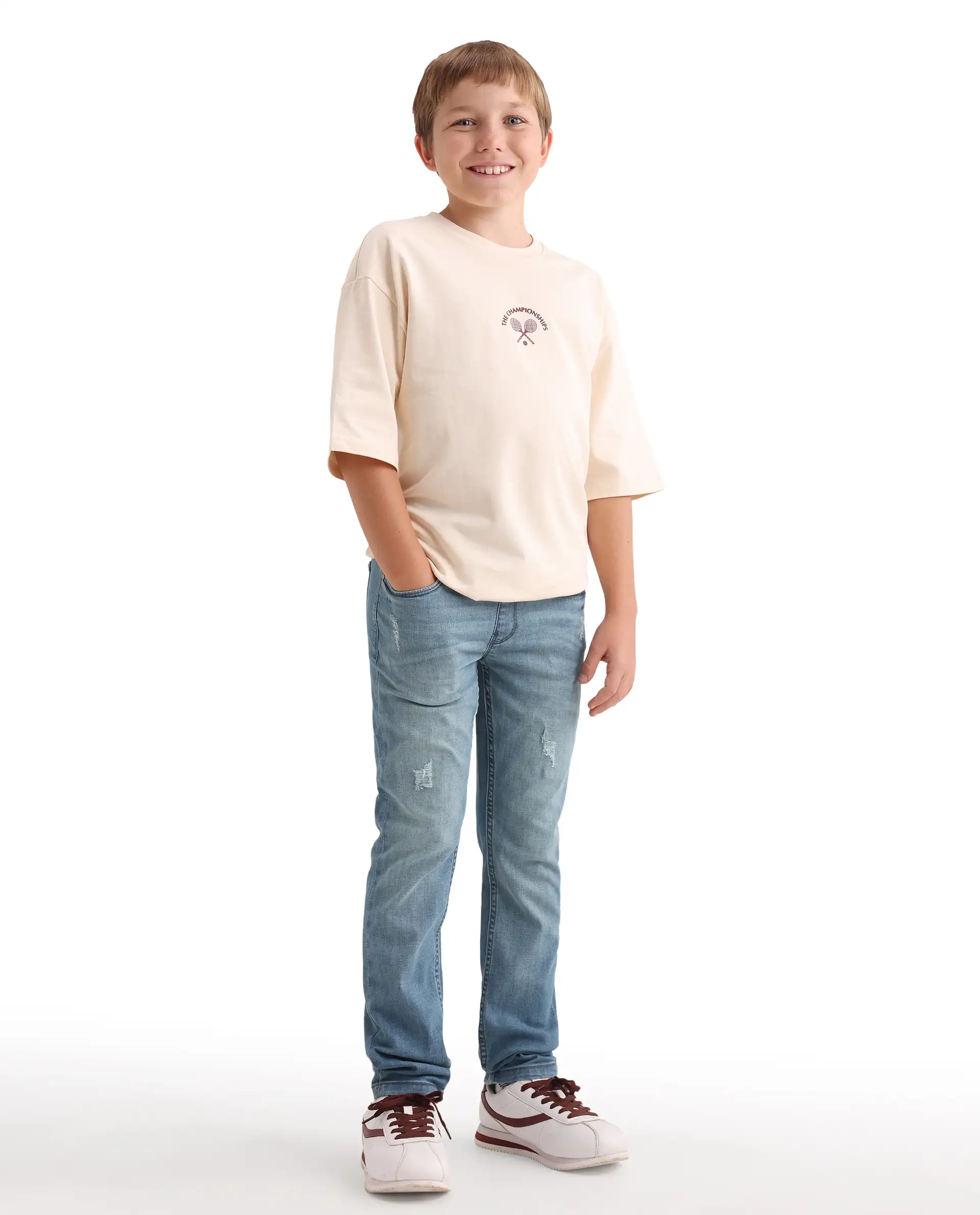 Rare Ones Kids Beck-2 Light Blue Cotton Blend Fabric Drawstring Closure Slim Fit Jeans - Image 7