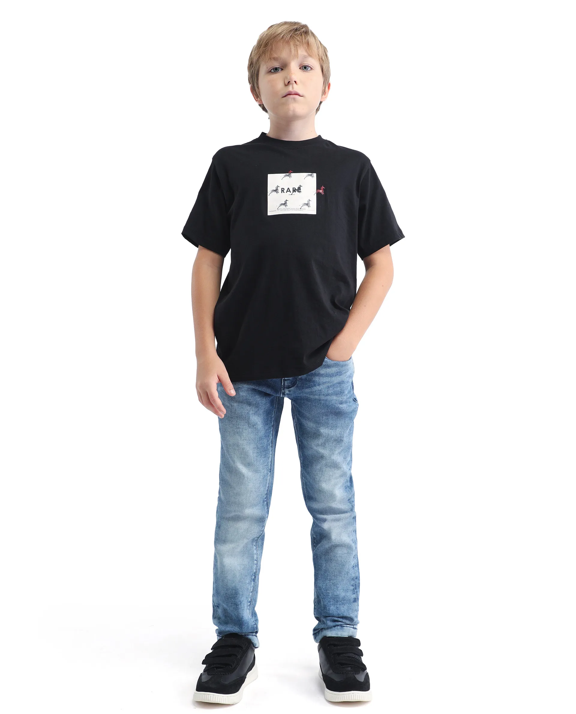 Rare Ones Kids Blux-K Dark Blue Cotton Blend Button And Zip Closure Plain Slim Fit Jeans - Image 4