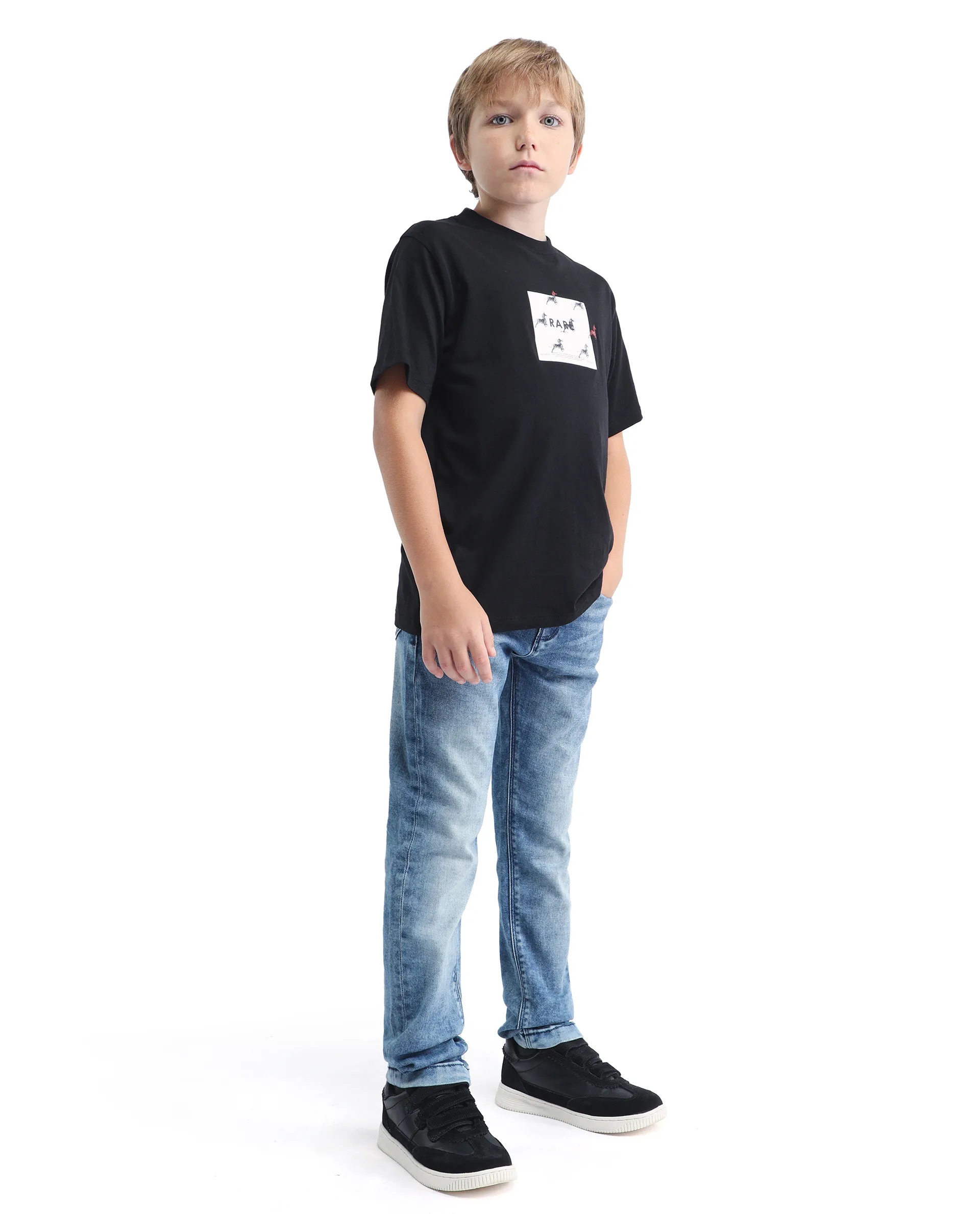 Rare Ones Kids Blux-K Dark Blue Cotton Blend Button And Zip Closure Plain Slim Fit Jeans - Image 6