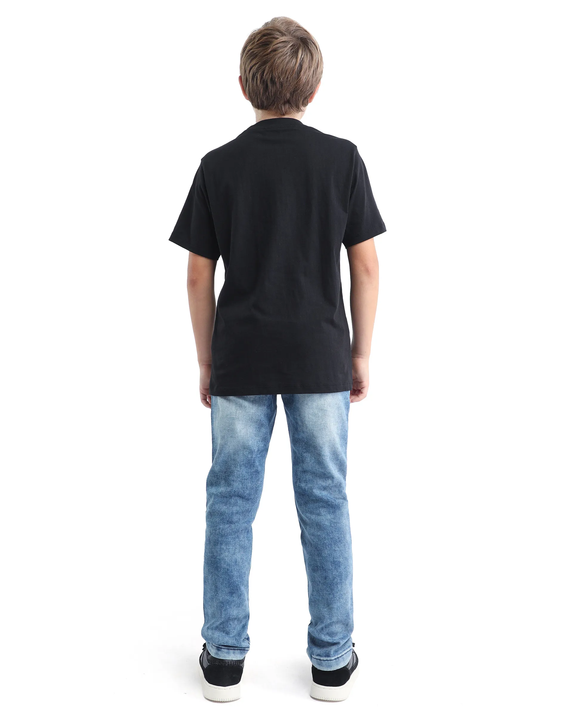 Rare Ones Kids Blux-K Dark Blue Cotton Blend Button And Zip Closure Plain Slim Fit Jeans - Image 7