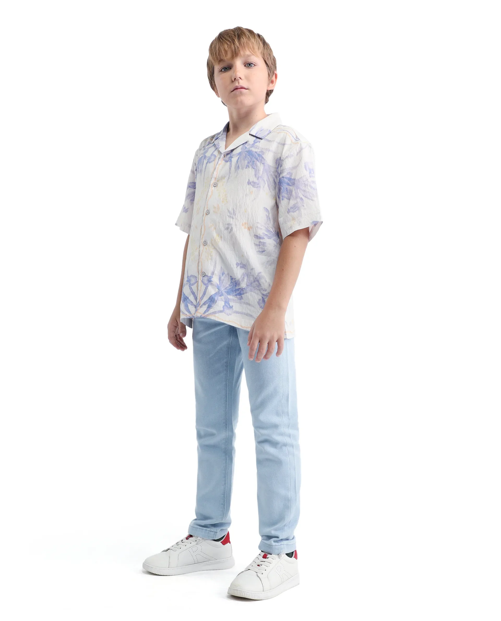 Rare Ones Kids Blux-K Light Blue Cotton Blend Button And Zip Closure Plain Slim Fit Jeans - Image 5