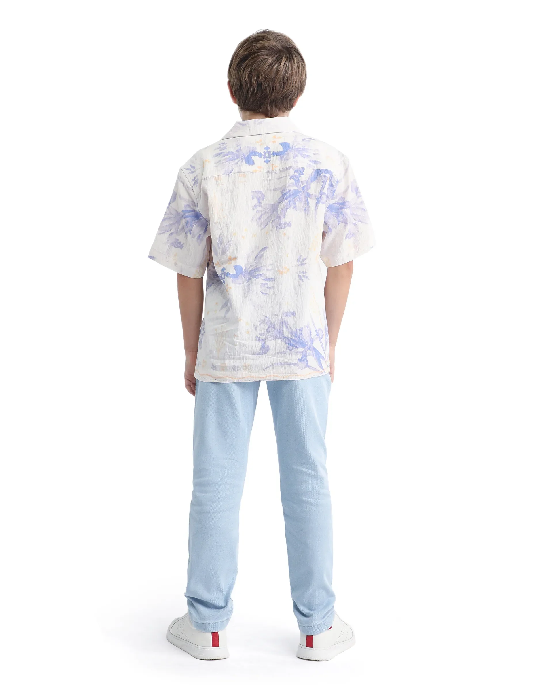 Rare Ones Kids Blux-K Light Blue Cotton Blend Button And Zip Closure Plain Slim Fit Jeans - Image 7
