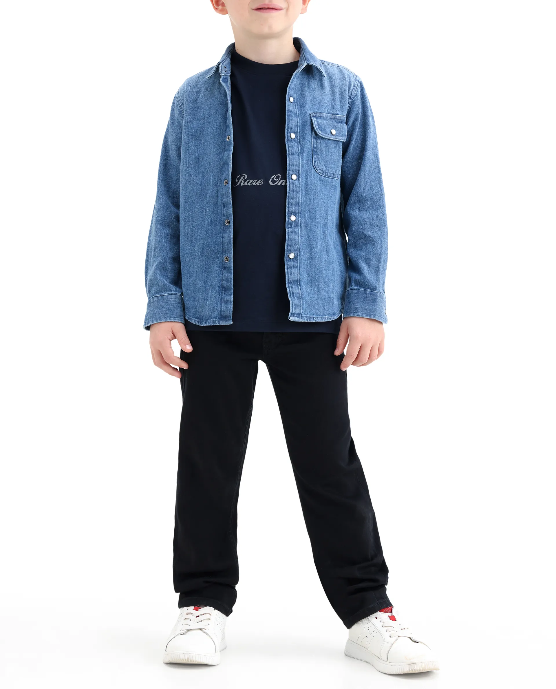 Rare Ones Kids Clif Black Cotton Blend Fabric Zipper Closure Regular Fit Jeans - Image 3