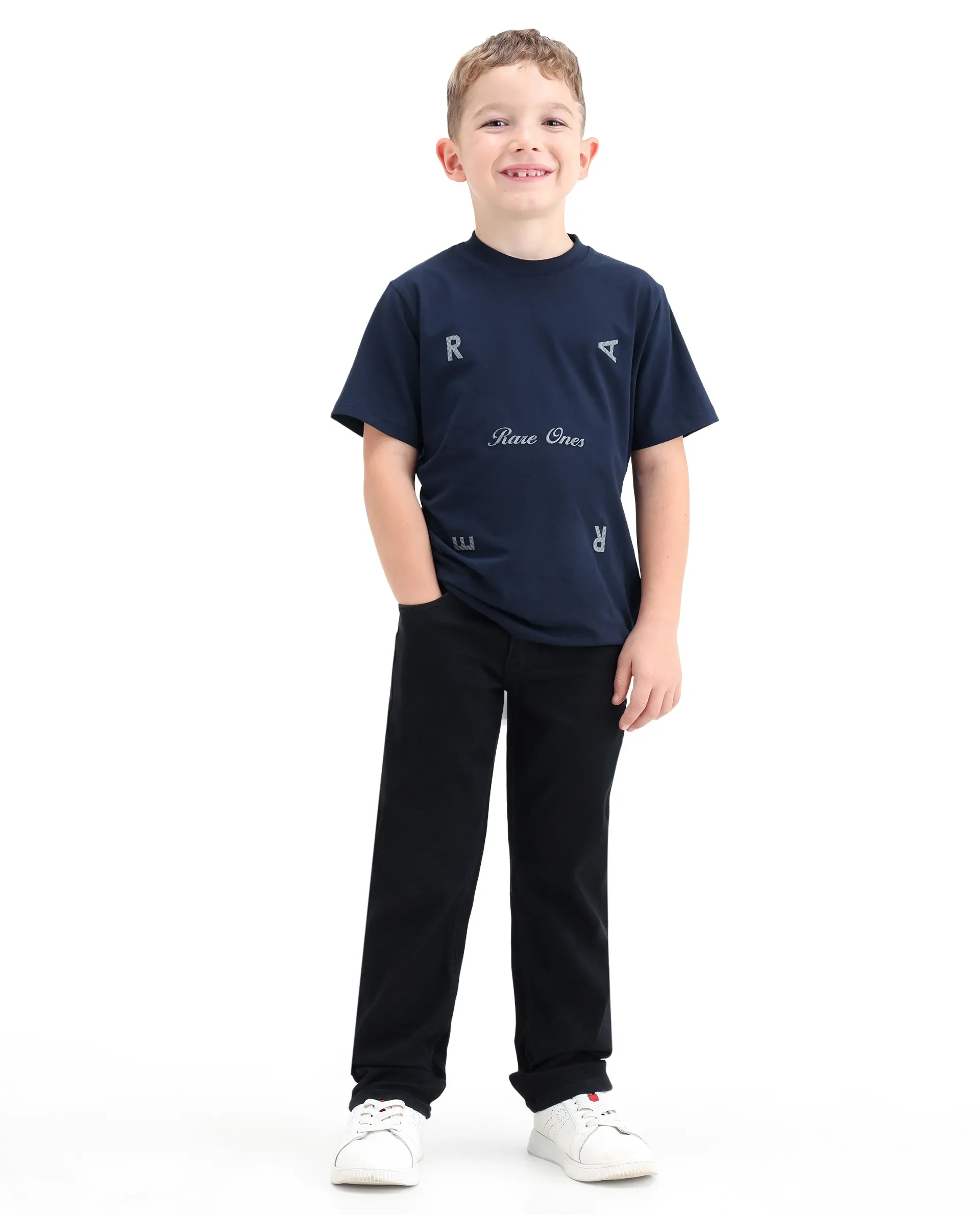 Rare Ones Kids Clif Black Cotton Blend Fabric Zipper Closure Regular Fit Jeans - Image 5
