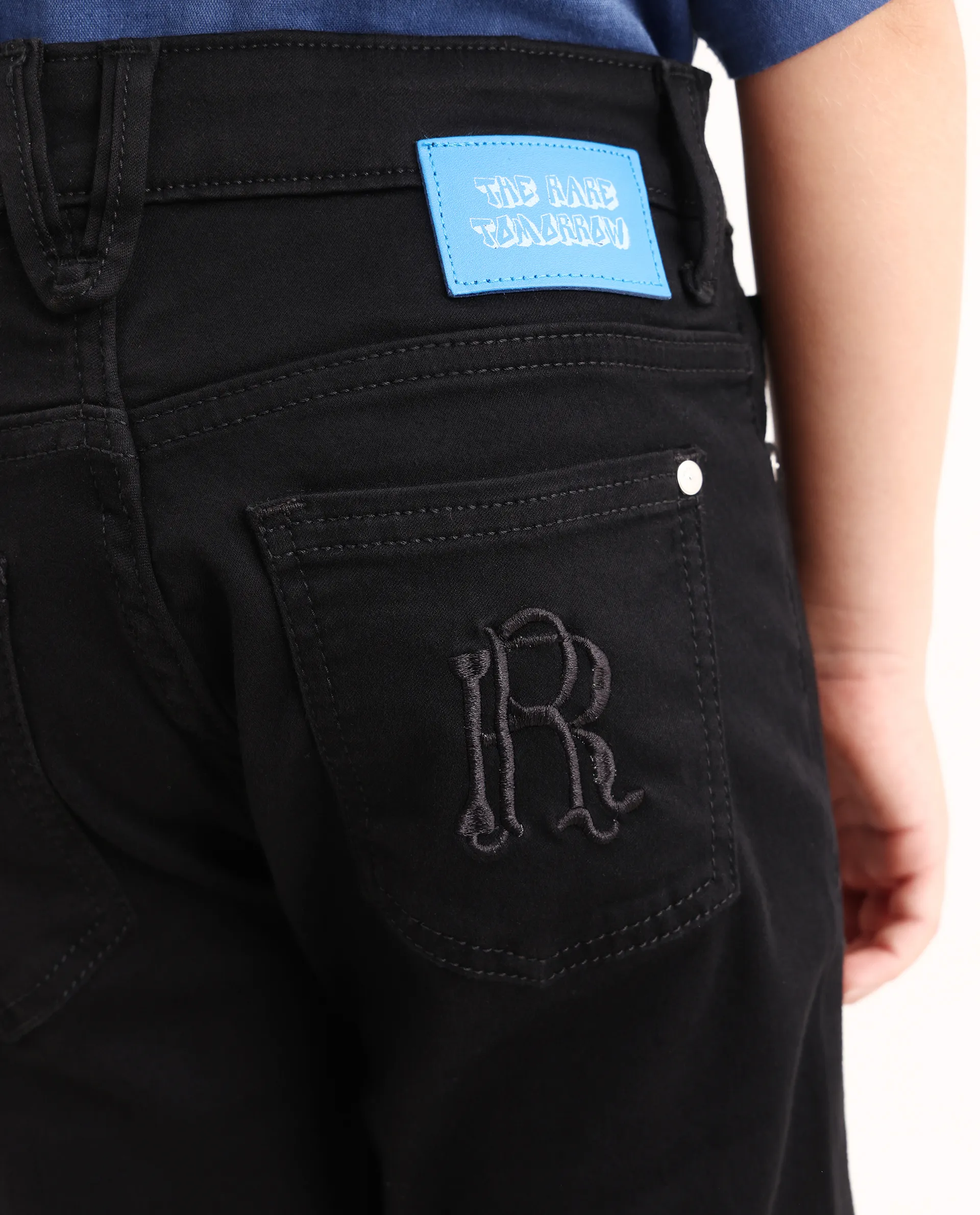 Rare Ones Kids Cove Black Cotton Blend Fabric Zipper Closure Slim Fit Jeans - Image 6