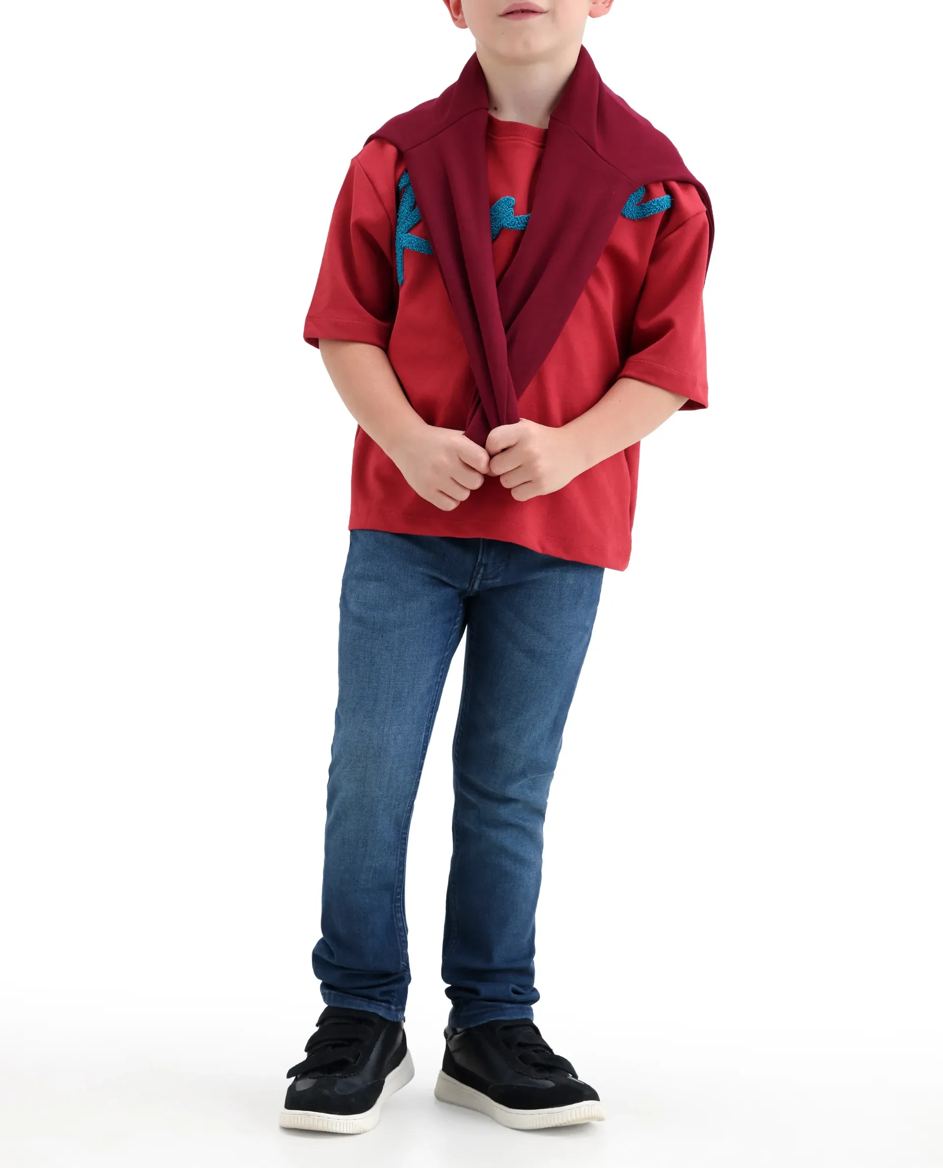 Rare Ones Kids Daito-2 Blue Cotton Blend Fabric Button And Zipper Closure Slim Fit Jeans - Image 3