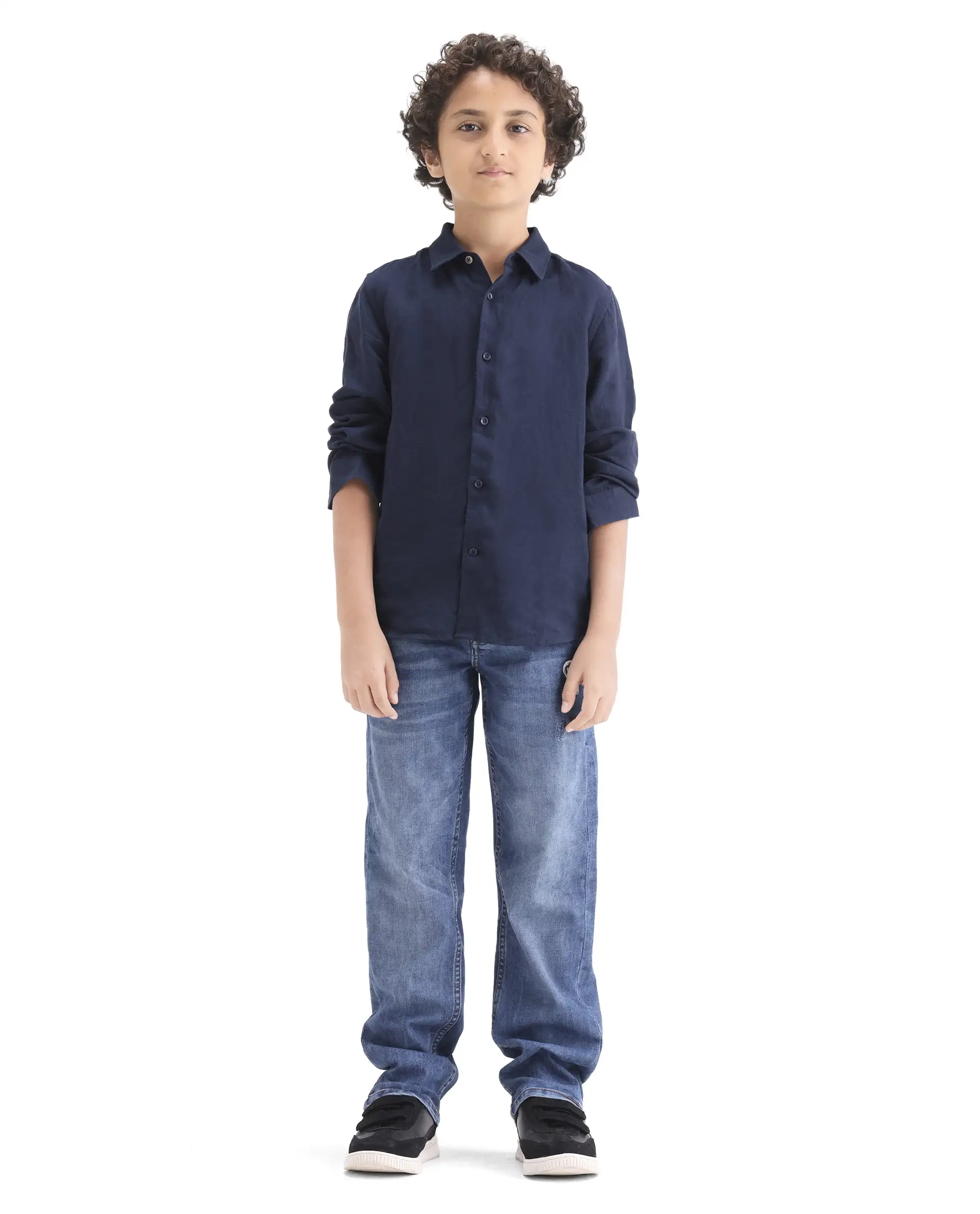 Rare Ones Kids Dino Blue Cotton Blend Fabric Zipper Closure Regular Fit Denim Pant - Image 4