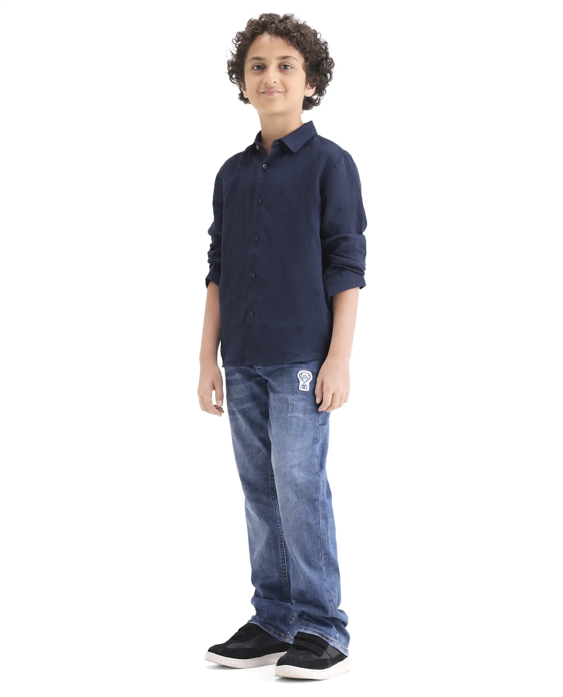 Rare Ones Kids Dino Blue Cotton Blend Fabric Zipper Closure Regular Fit Denim Pant - Image 5