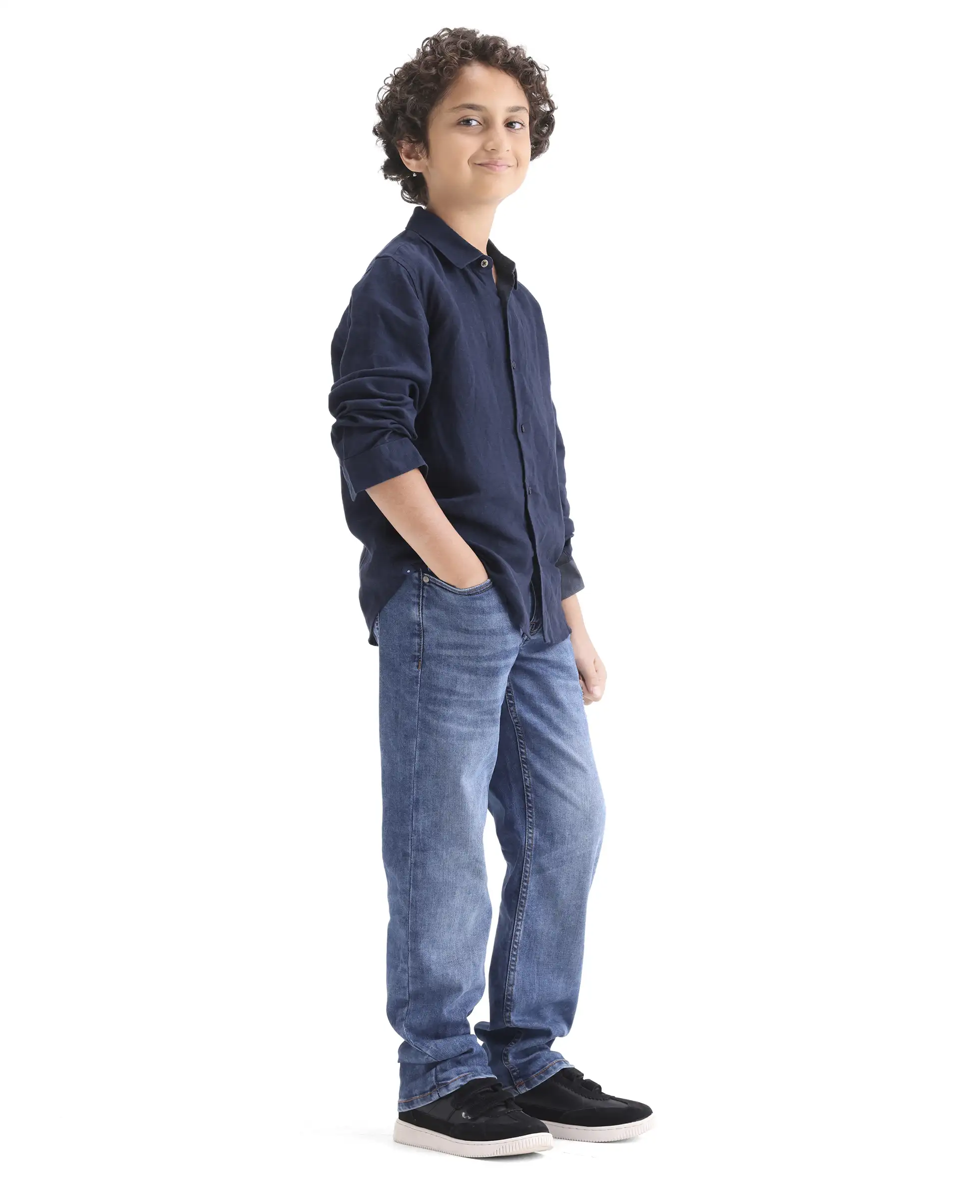 Rare Ones Kids Dino Blue Cotton Blend Fabric Zipper Closure Regular Fit Denim Pant - Image 6