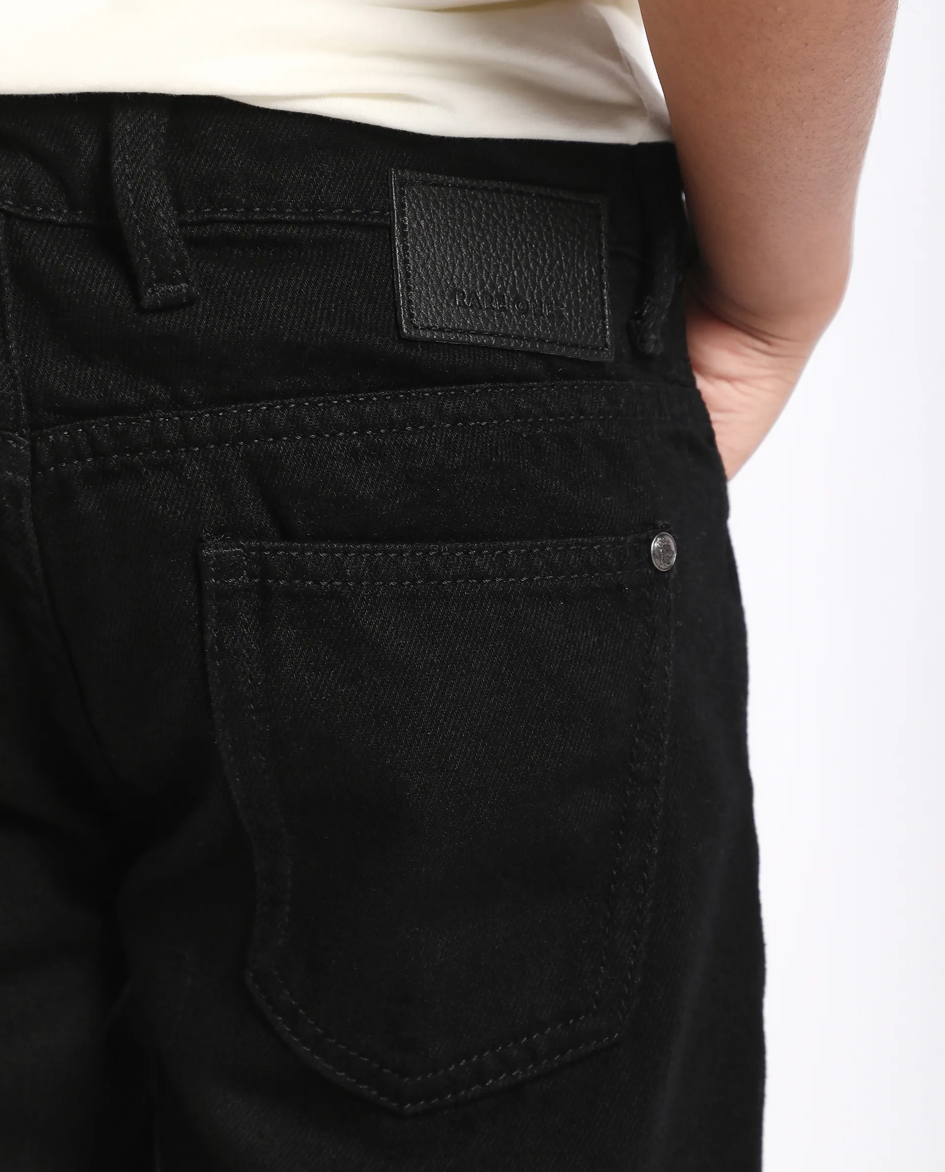 Rare Ones Kids Enim-K Black Cotton Button Closure Plain Regular Fit Jeans - Image 4