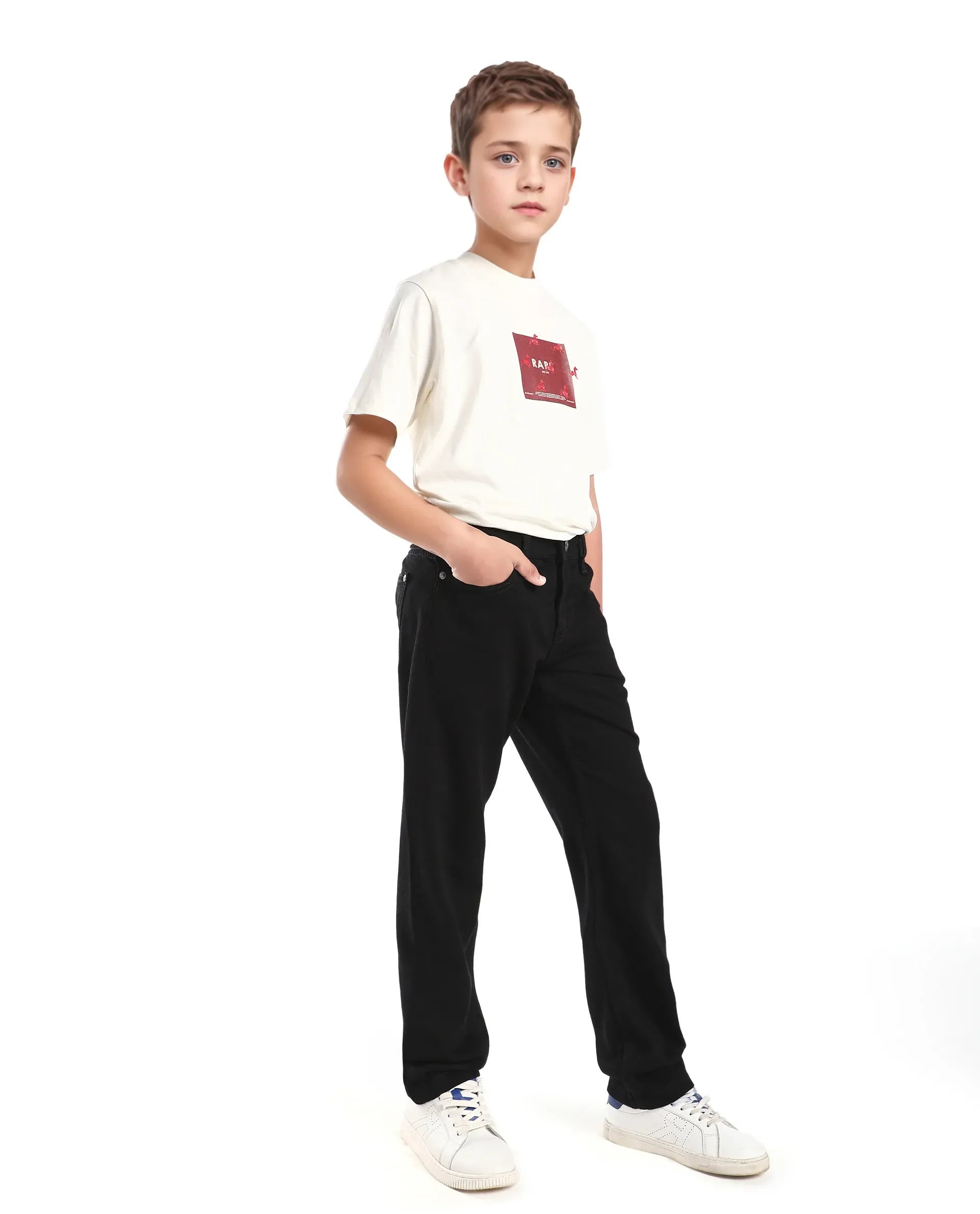 Rare Ones Kids Enim-K Black Cotton Button Closure Plain Regular Fit Jeans - Image 8